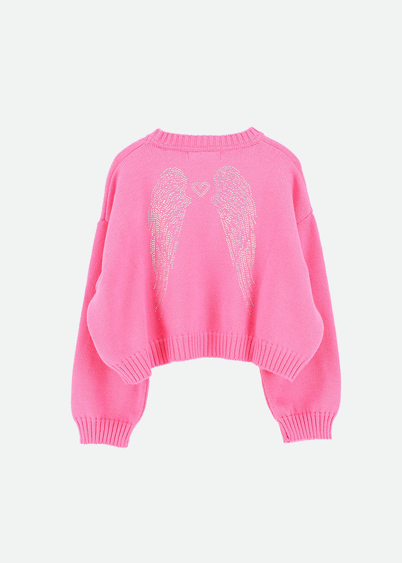 Roberta Cropped Jumper with Wings Hot Pink