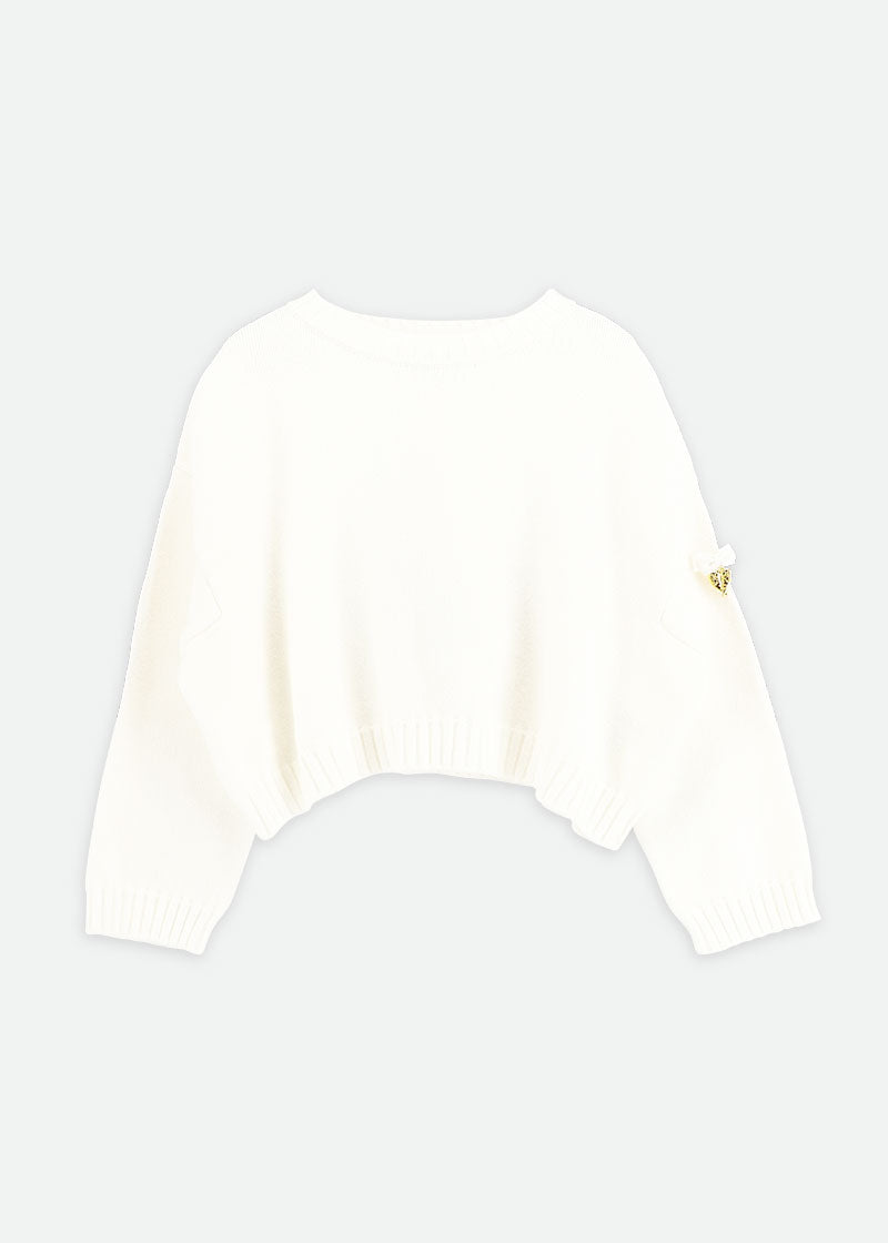 Roberta Cropped Jumper with Wings Snowdrop