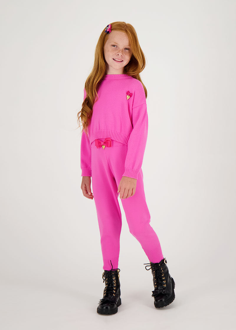 Roberta Cropped Jumper with Wings Hot Pink