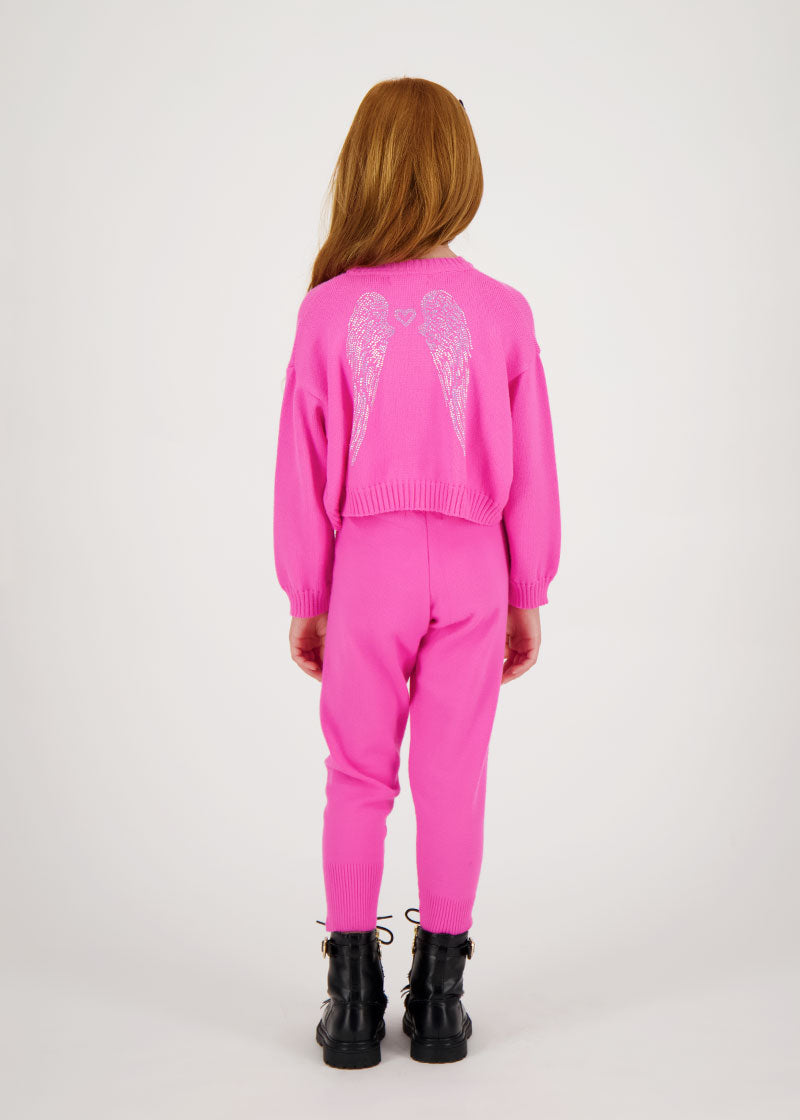 Roberta Cropped Jumper with Wings Hot Pink