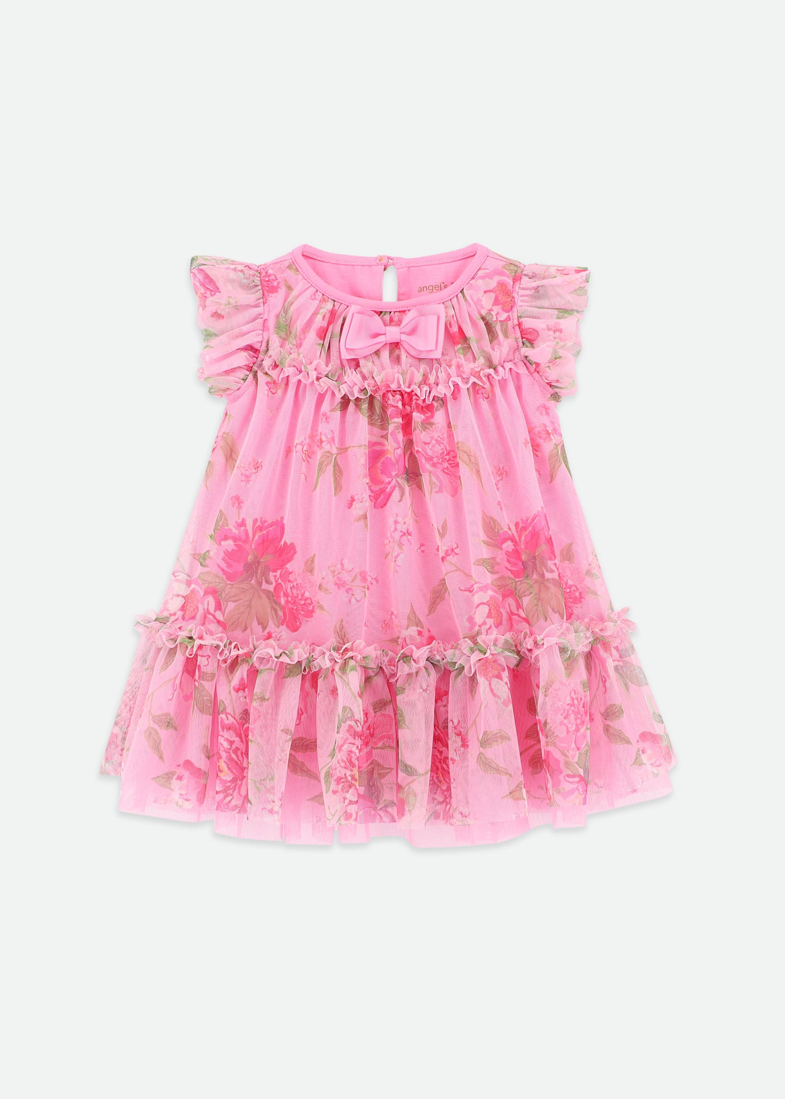 Rosebud Flower Baby Dress Begonia Pink