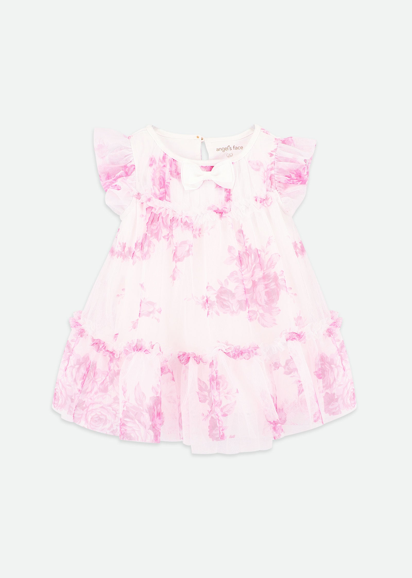 Rosebud Roses Baby Dress Snowdrop Pink