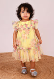 Rosebud Flower Tulle Baby Dress Sherbert Yellow