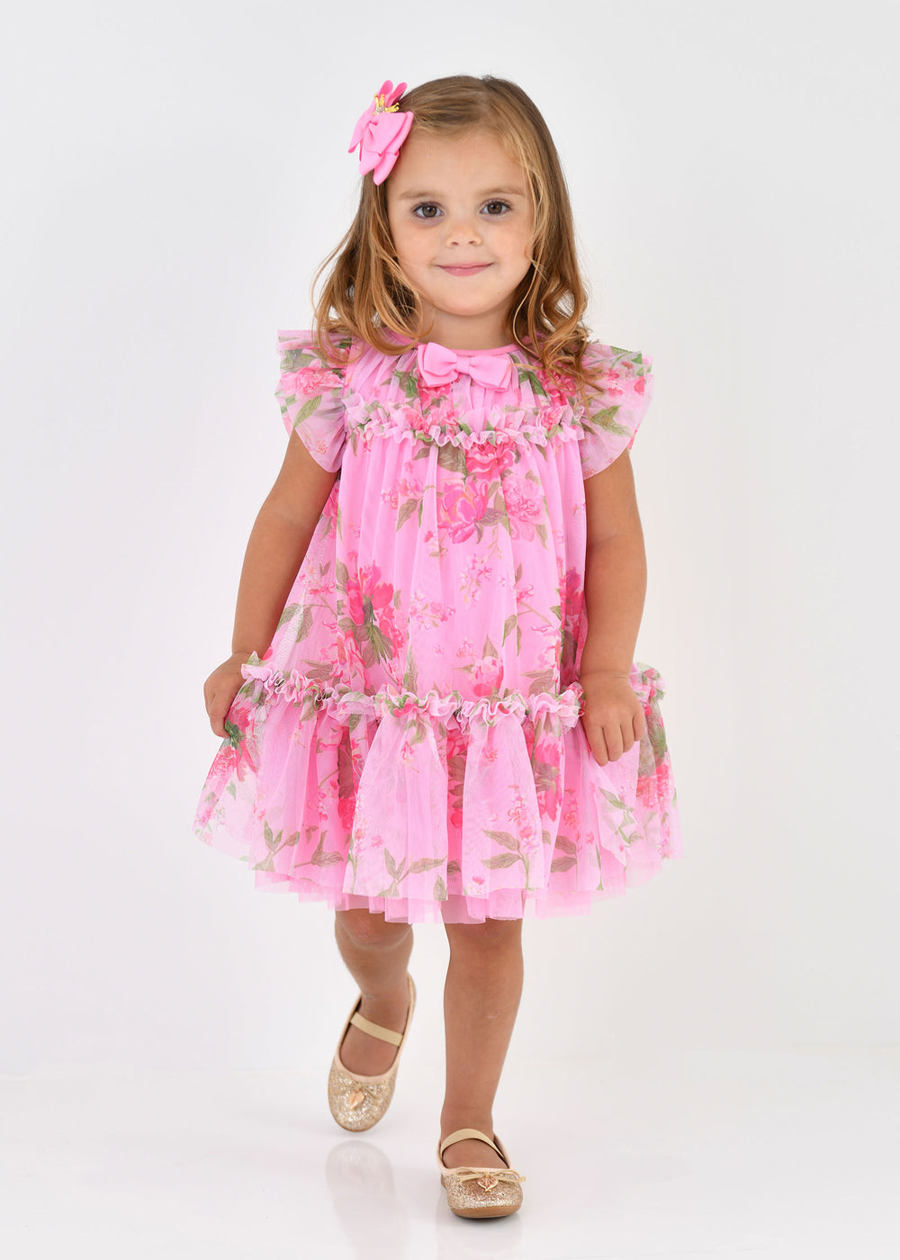 Rosebud Flower Dress Begonia Pink