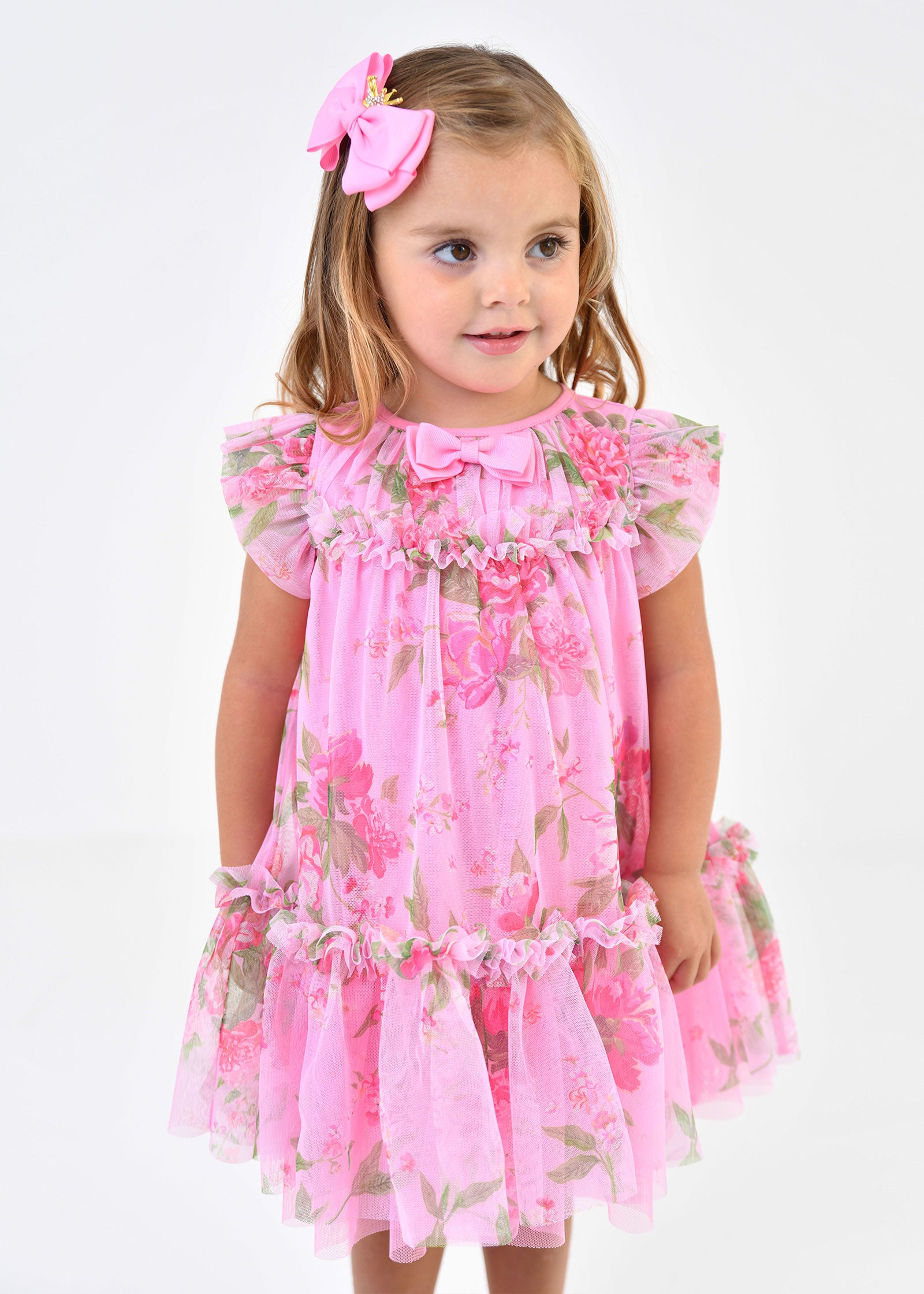 Rosebud Flower Baby Dress Begonia Pink