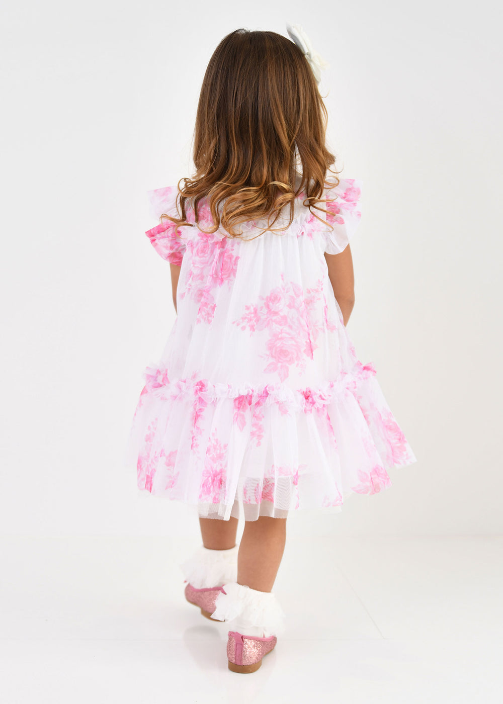 Rosebud Roses Baby Dress Snowdrop Pink