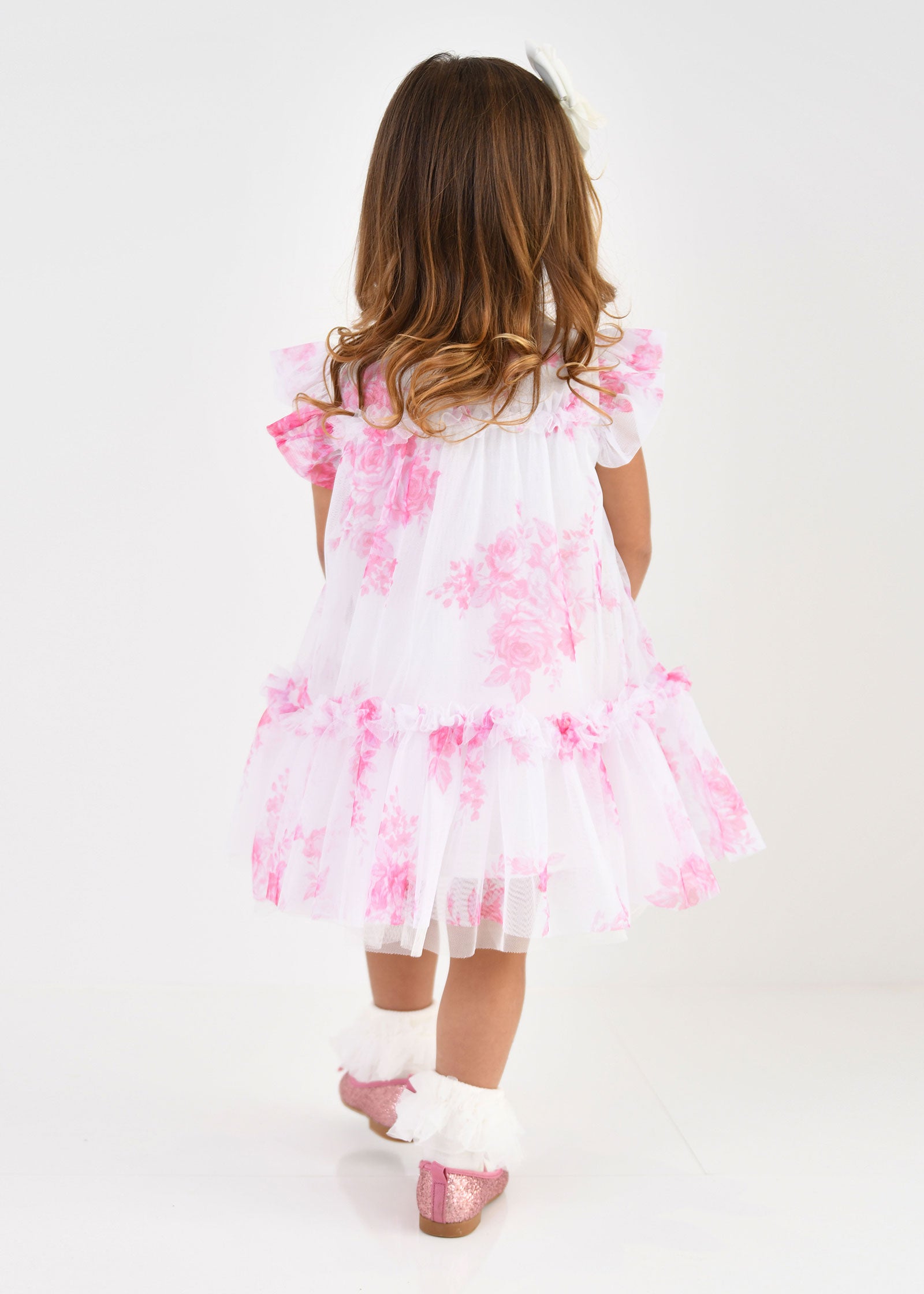 Rosebud Roses Baby Dress Snowdrop Pink