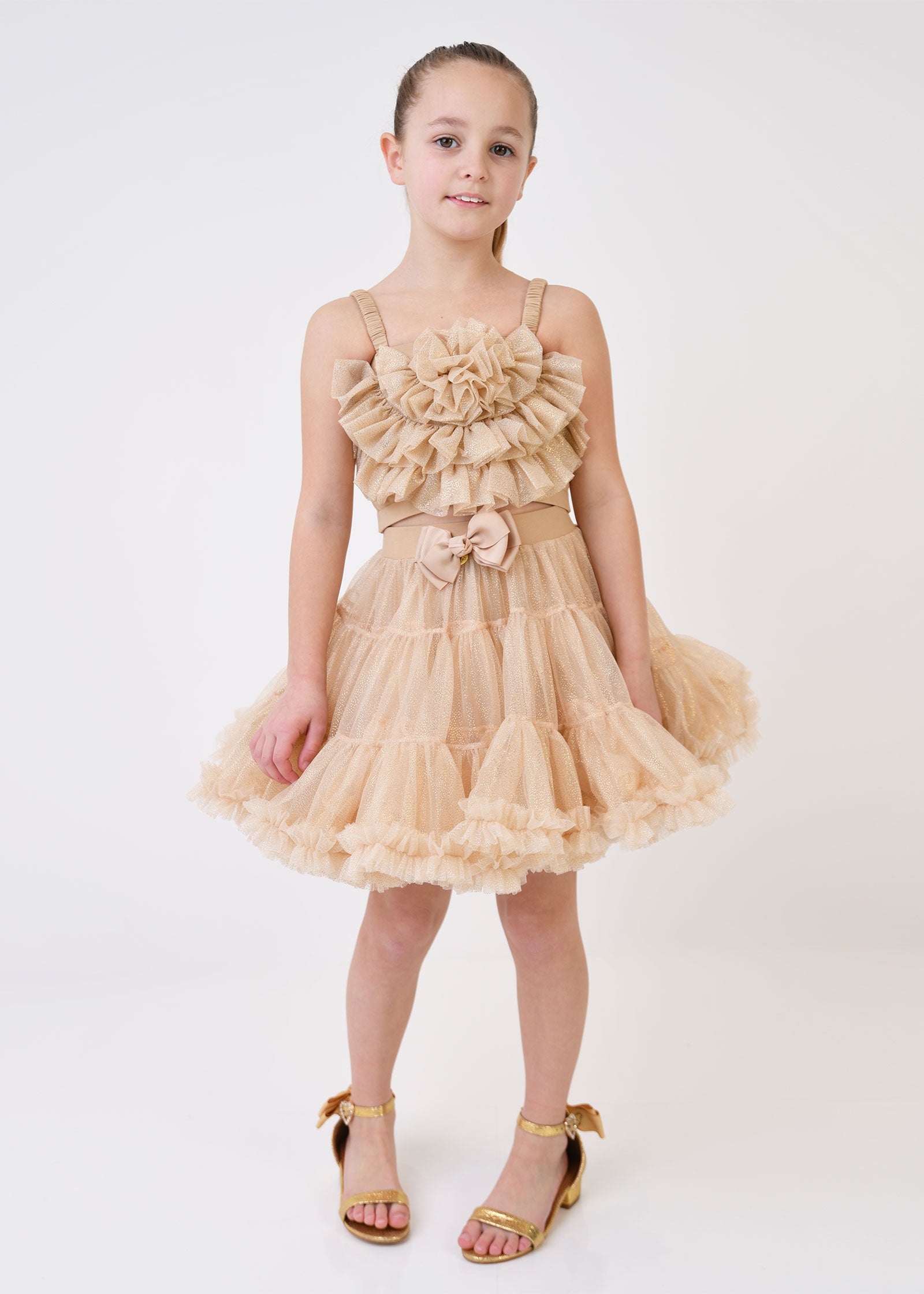 Rosetta Tulle Top Sand Sparkle