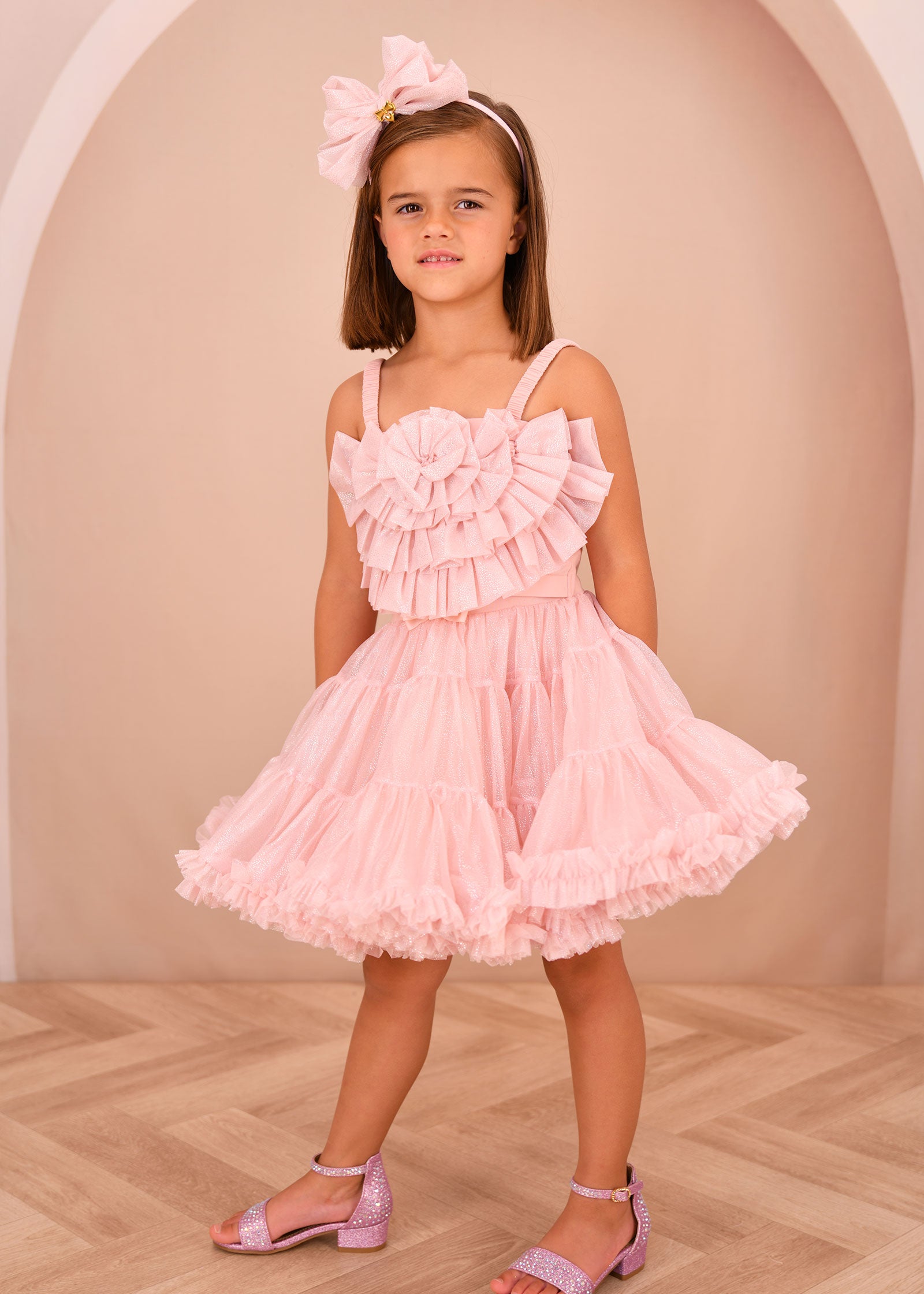 Rosetta Sparkle Tulle Top Sweet Blush