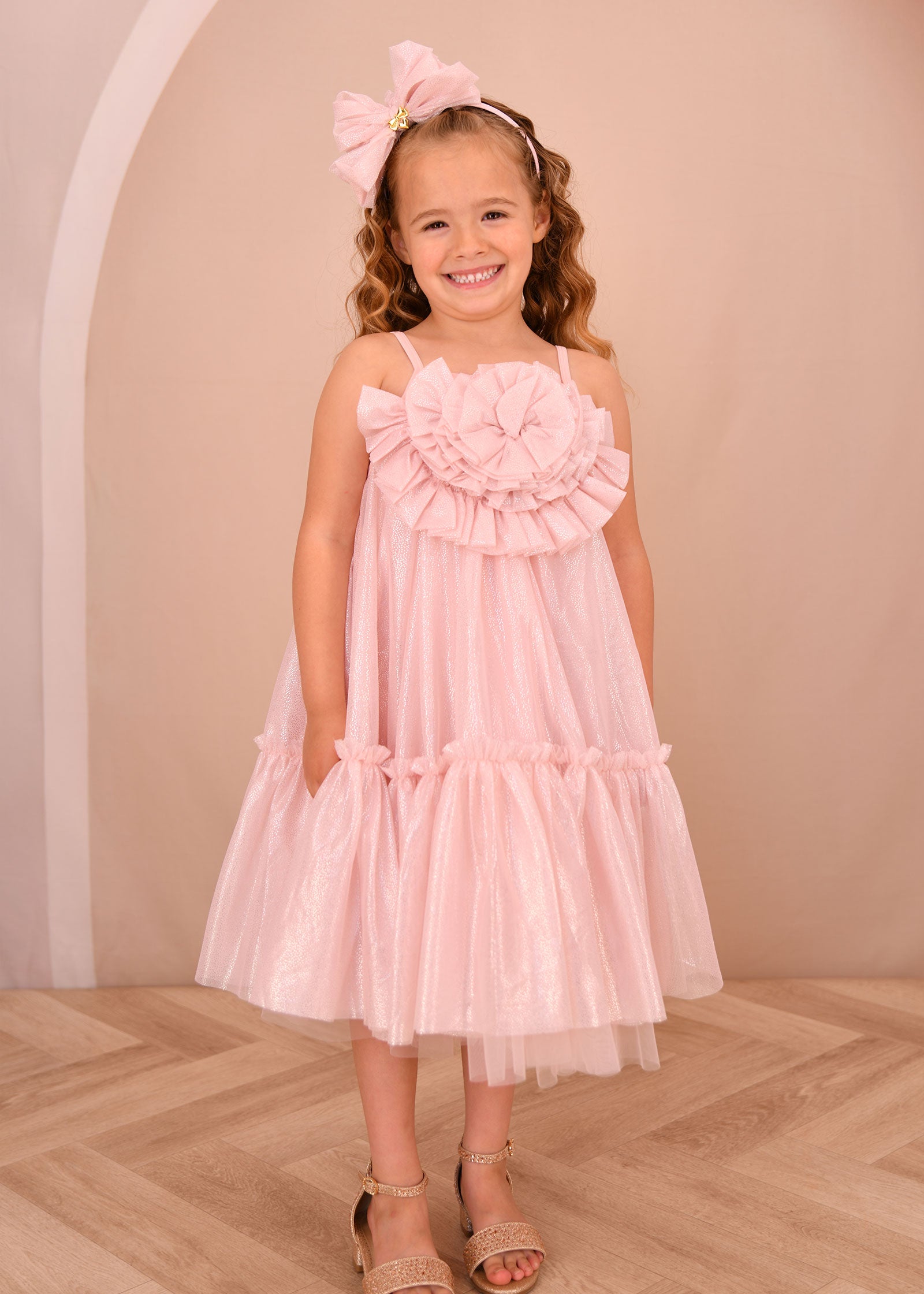Rosheen Sparkle Tulle Strappy Dress Sweet Blush