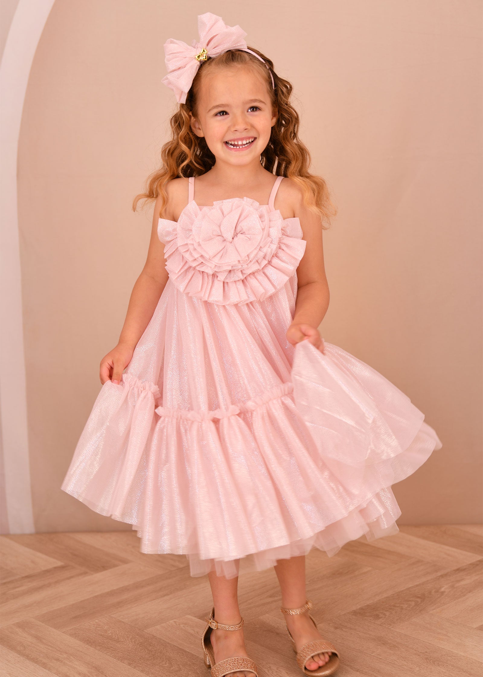 Rosheen Sparkle Tulle Strappy Dress Sweet Blush