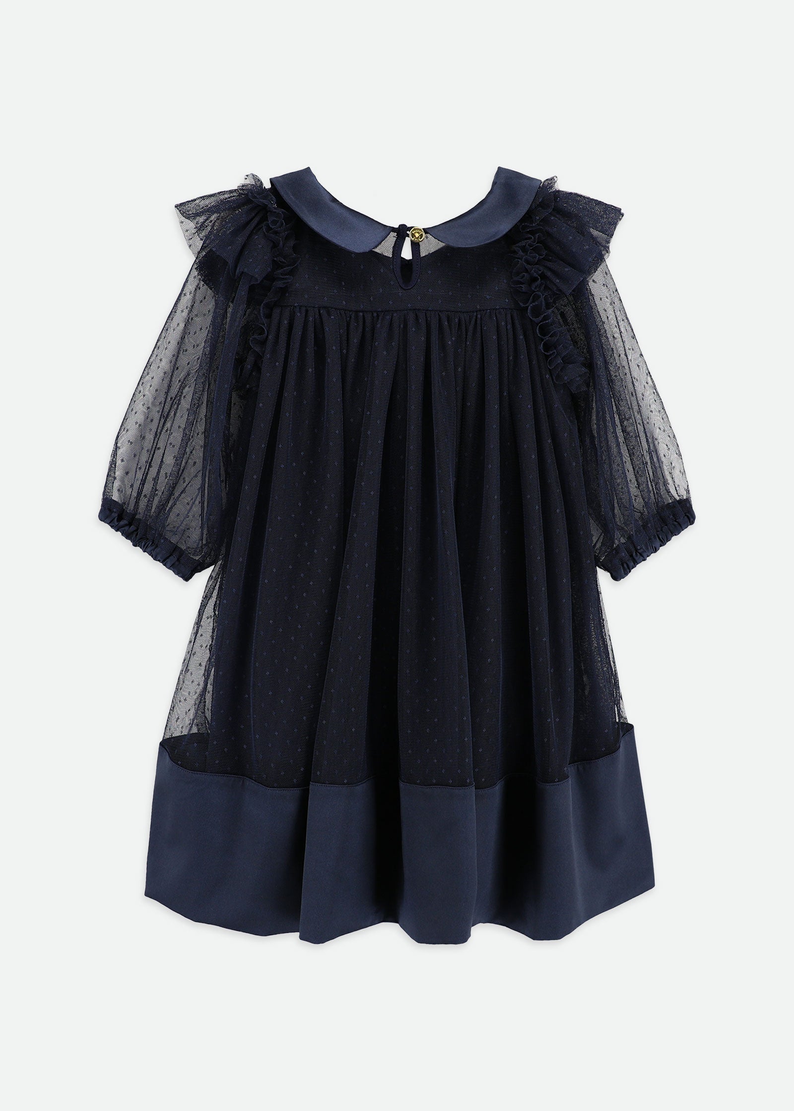 Roz Spotted Tulle Dress Navy