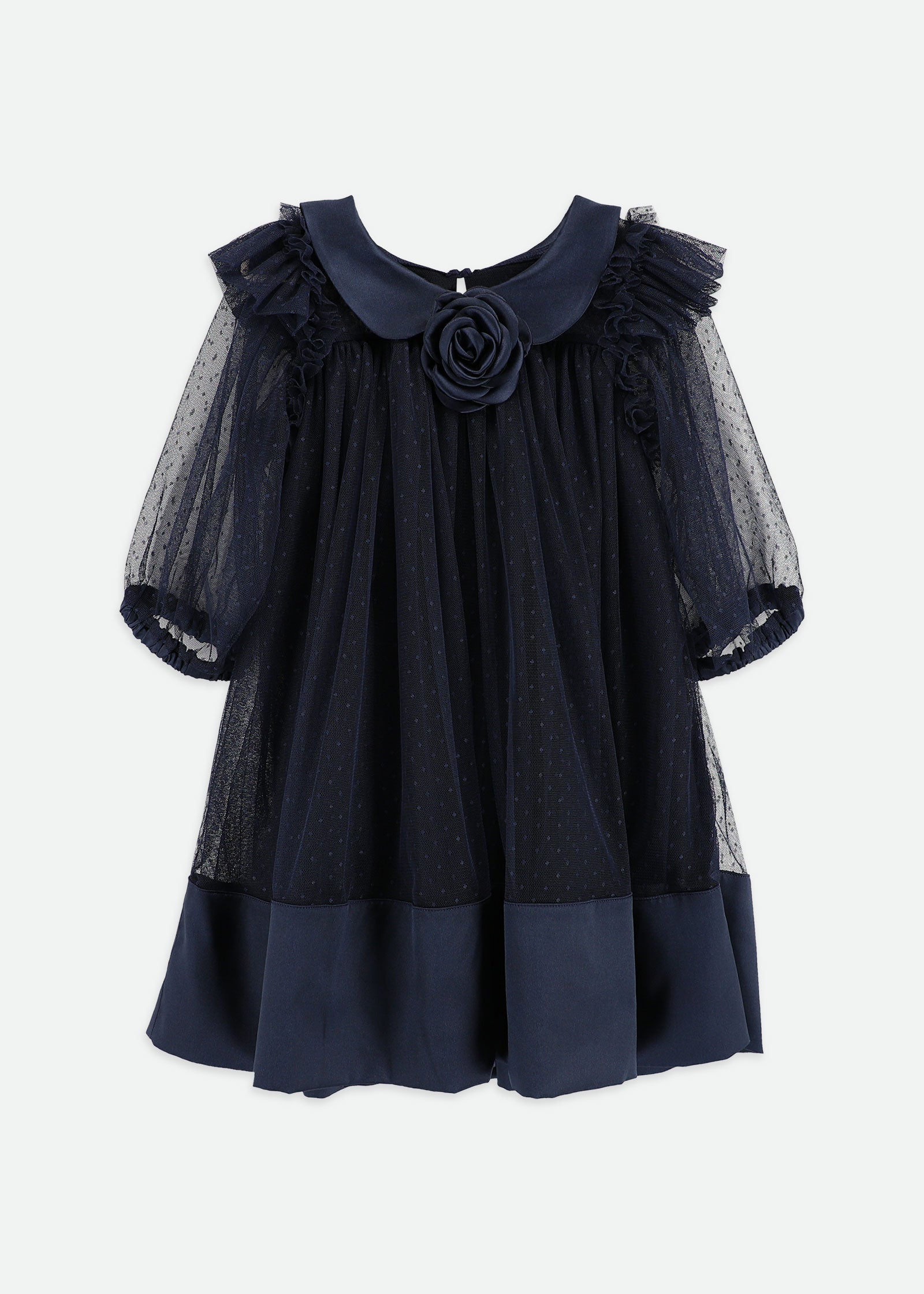 Roz Spotted Tulle Dress Navy