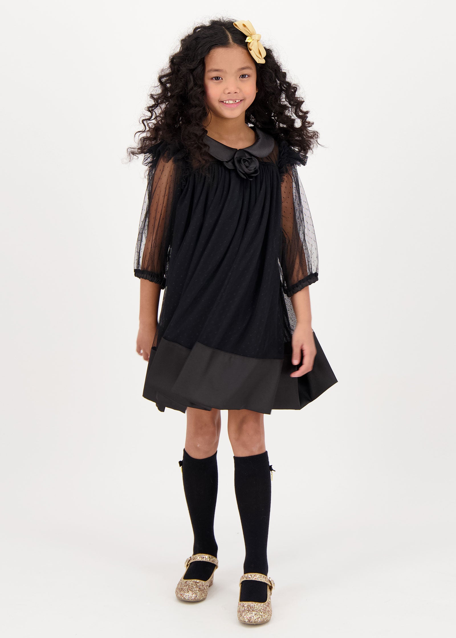 Roz Spotted Tulle Dress Black