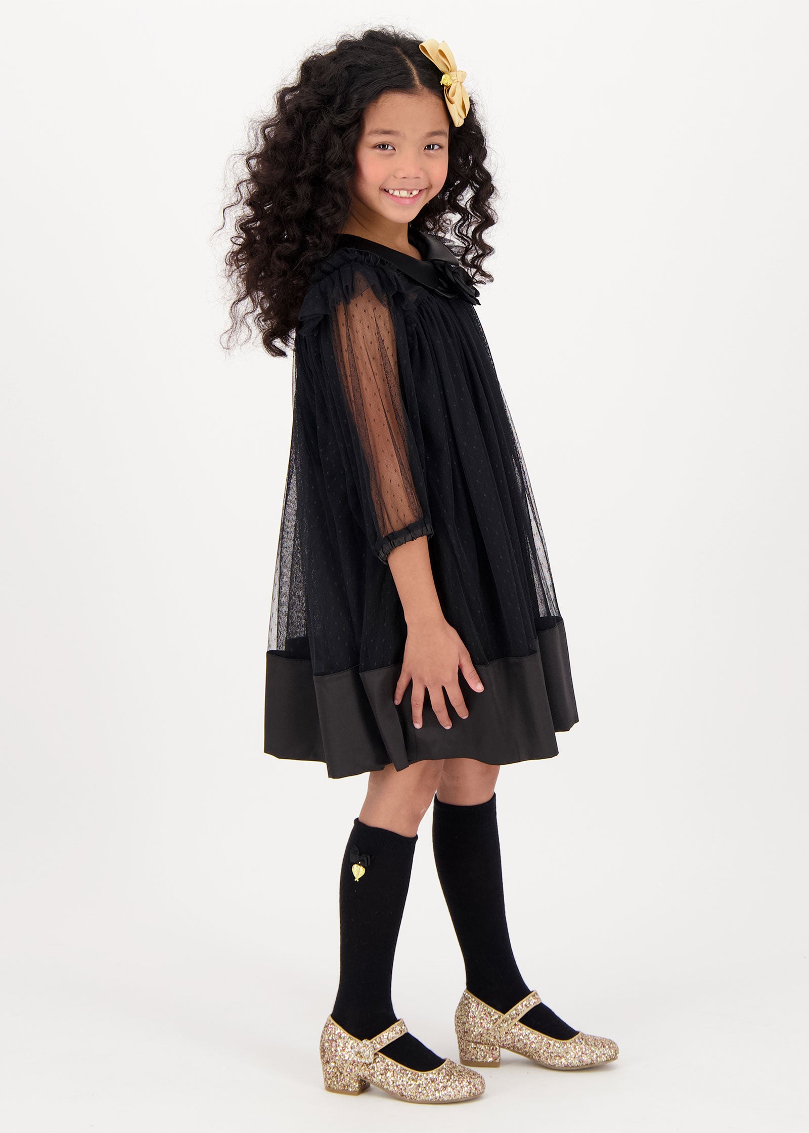 Roz Spotted Tulle Dress Black