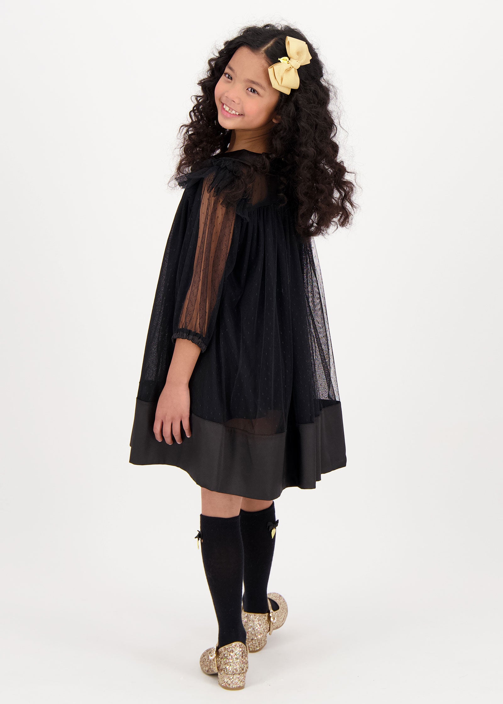 Roz Spotted Tulle Dress Black