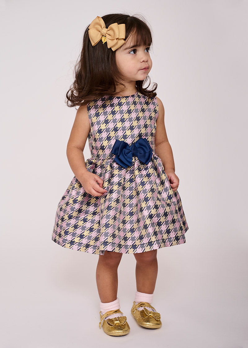 Ruby Houndstooth Baby Dress Lilac