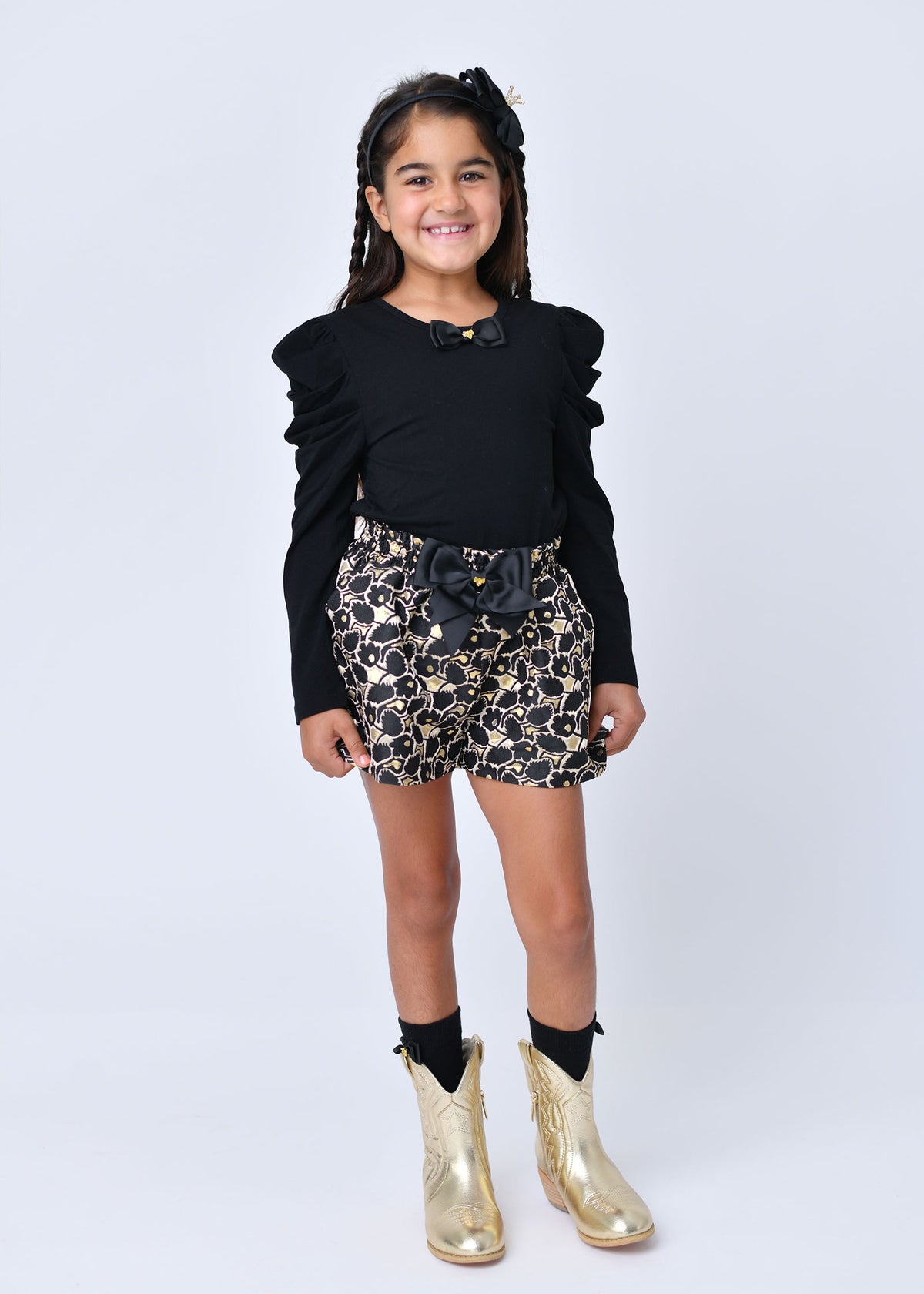 Ruthie Jacquard Shorts Gold