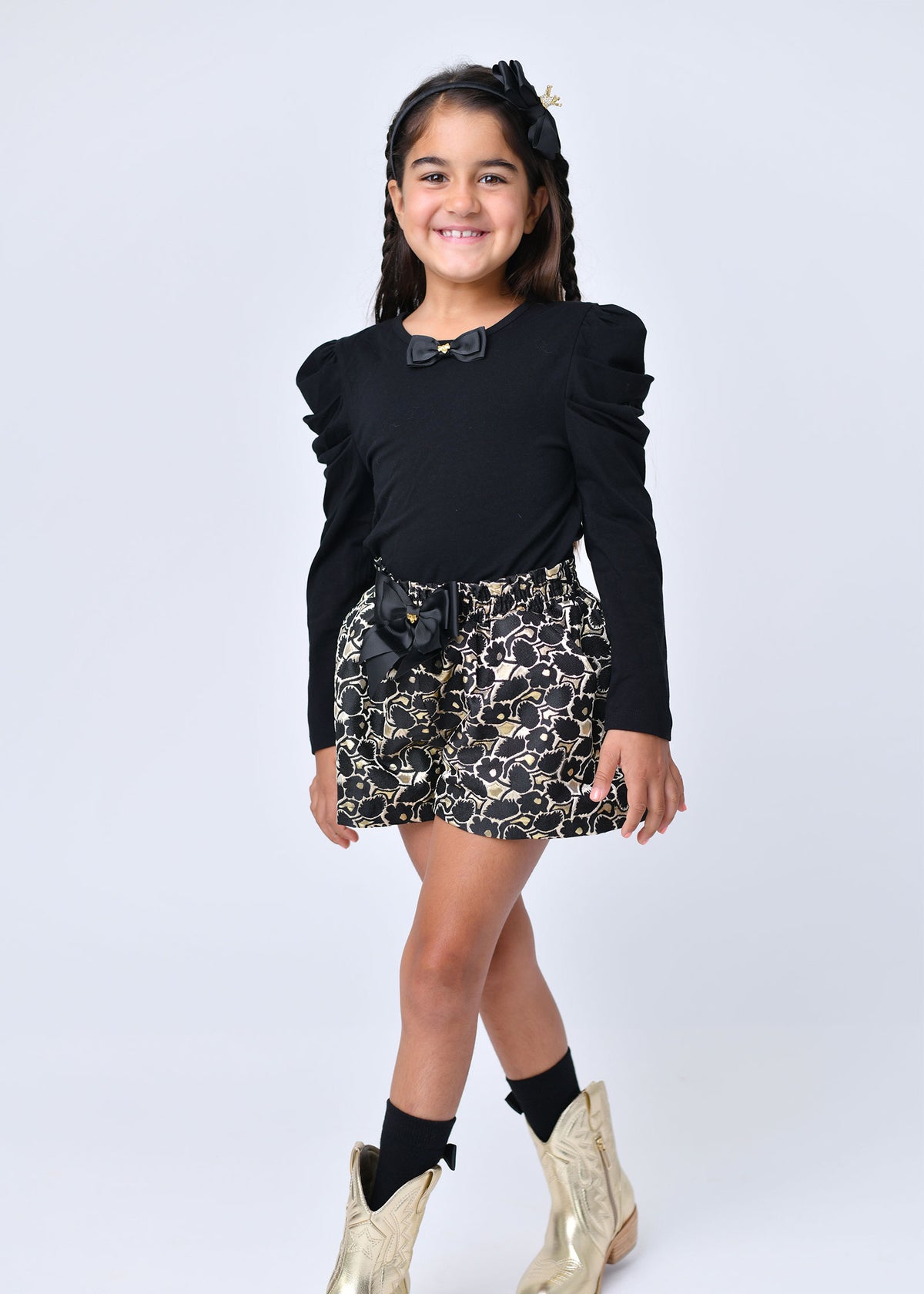 Ruthie Jacquard Shorts Gold