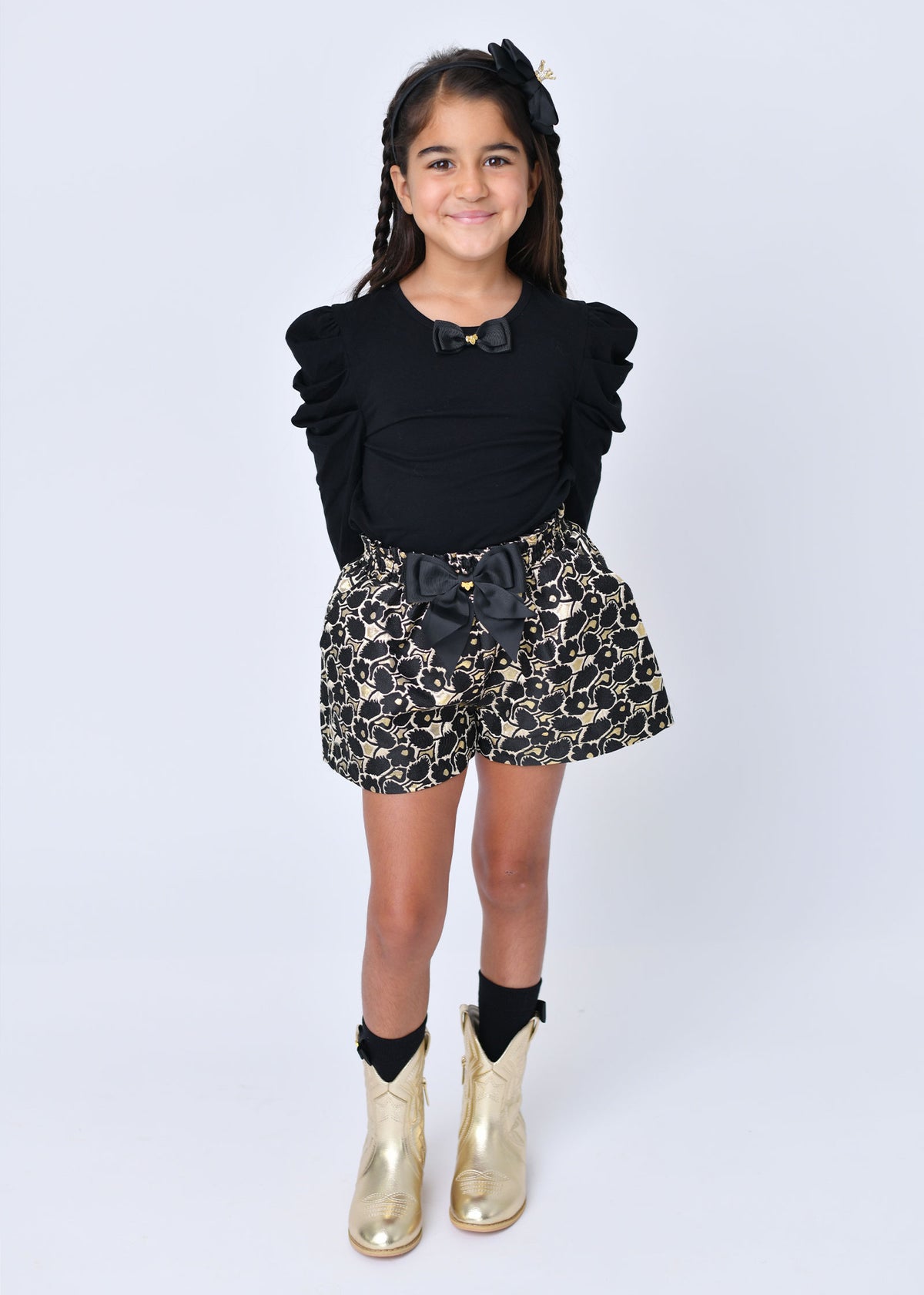 Ruthie Jacquard Shorts Gold