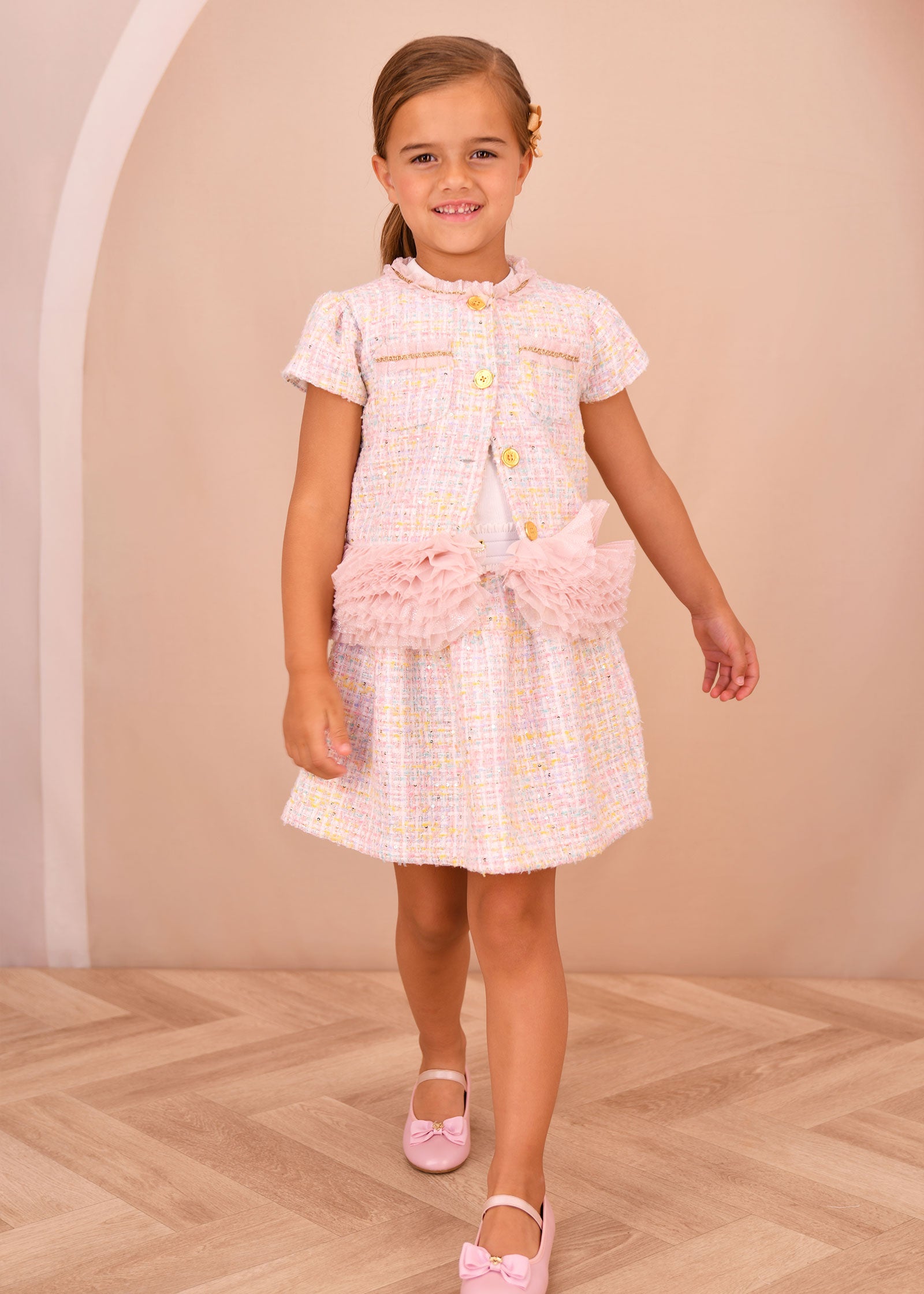 Sally Tweed Skirt Pink Mix