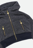 Samira Glitter Sweat Hoodie Navy