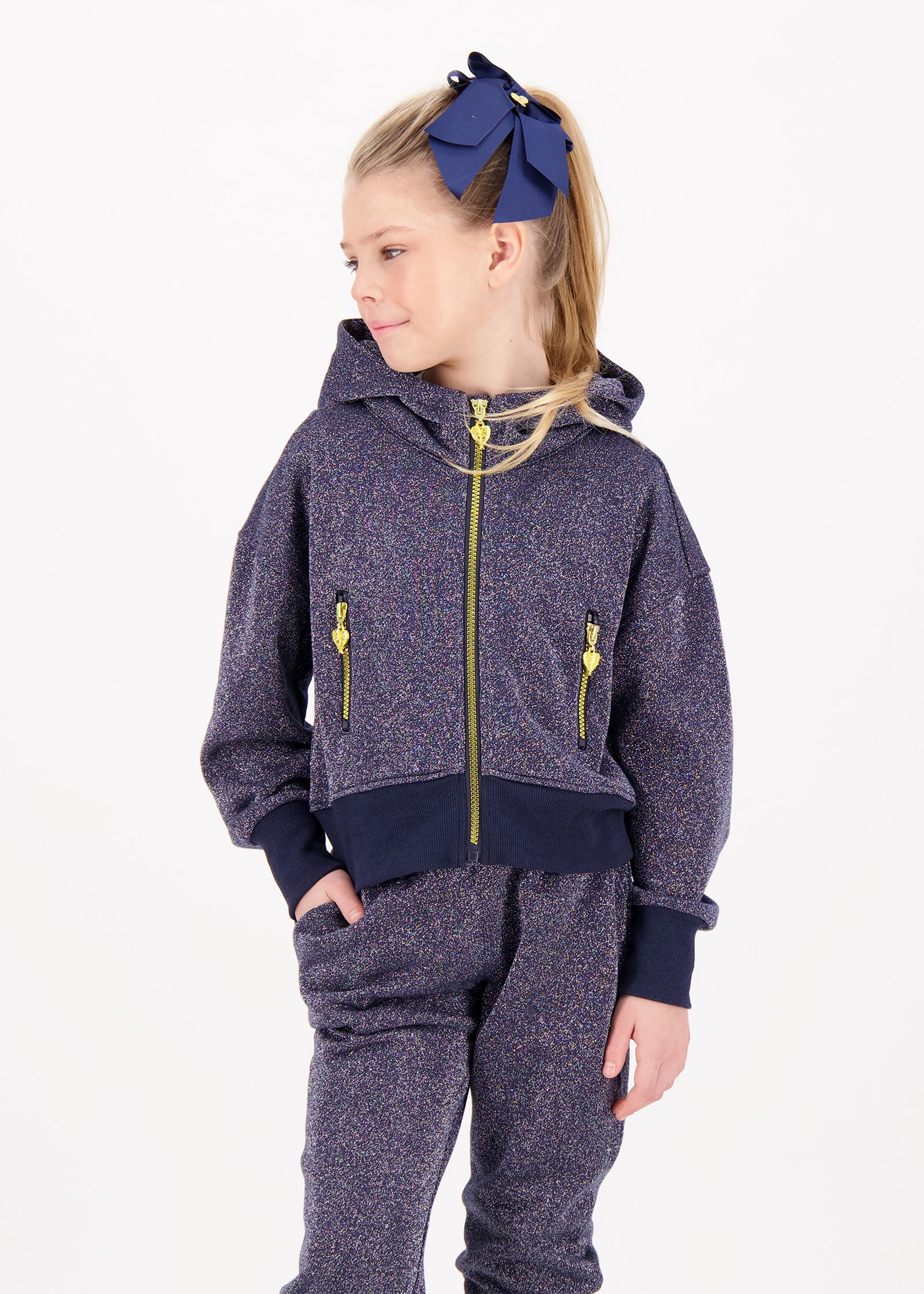 Samira Glitter Sweat Hoodie Navy