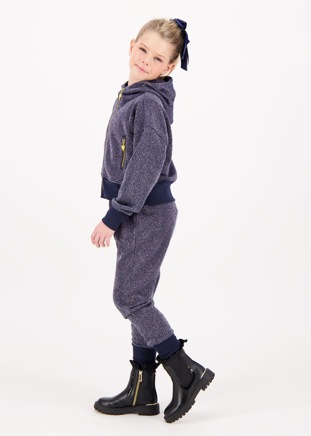 Samira Glitter Sweat Hoodie Navy