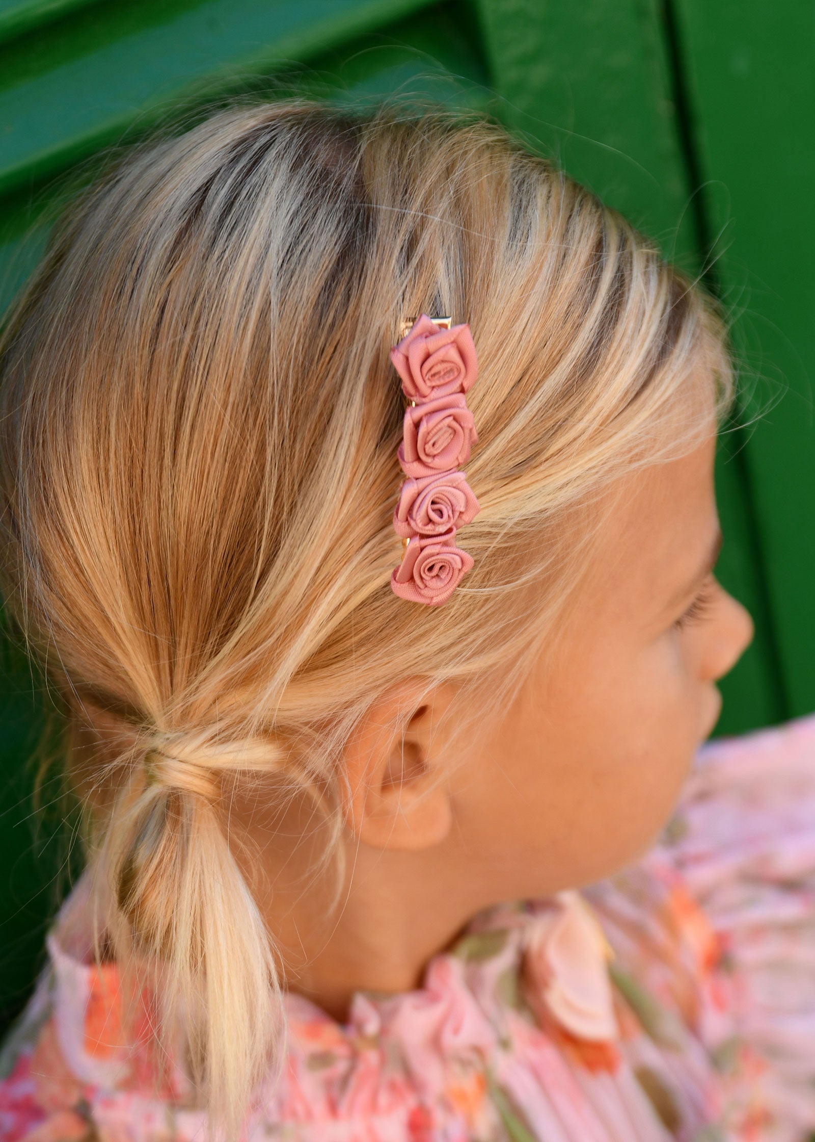 Satin Roses Hair Clip Tea Rose