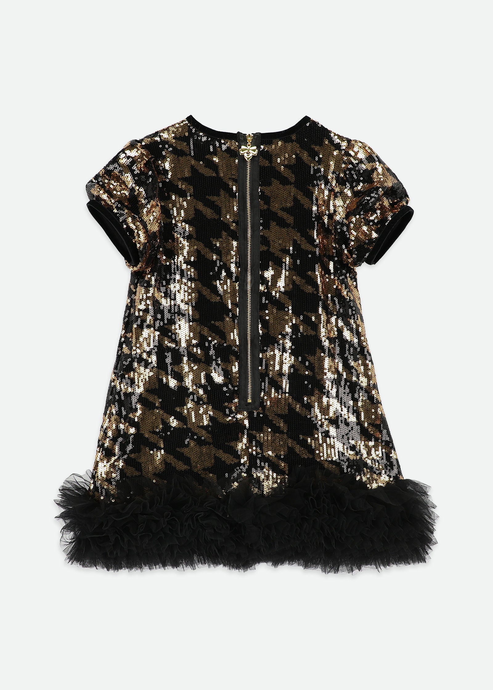 Shalini Houndstooth Sequin Dress Black/Gold