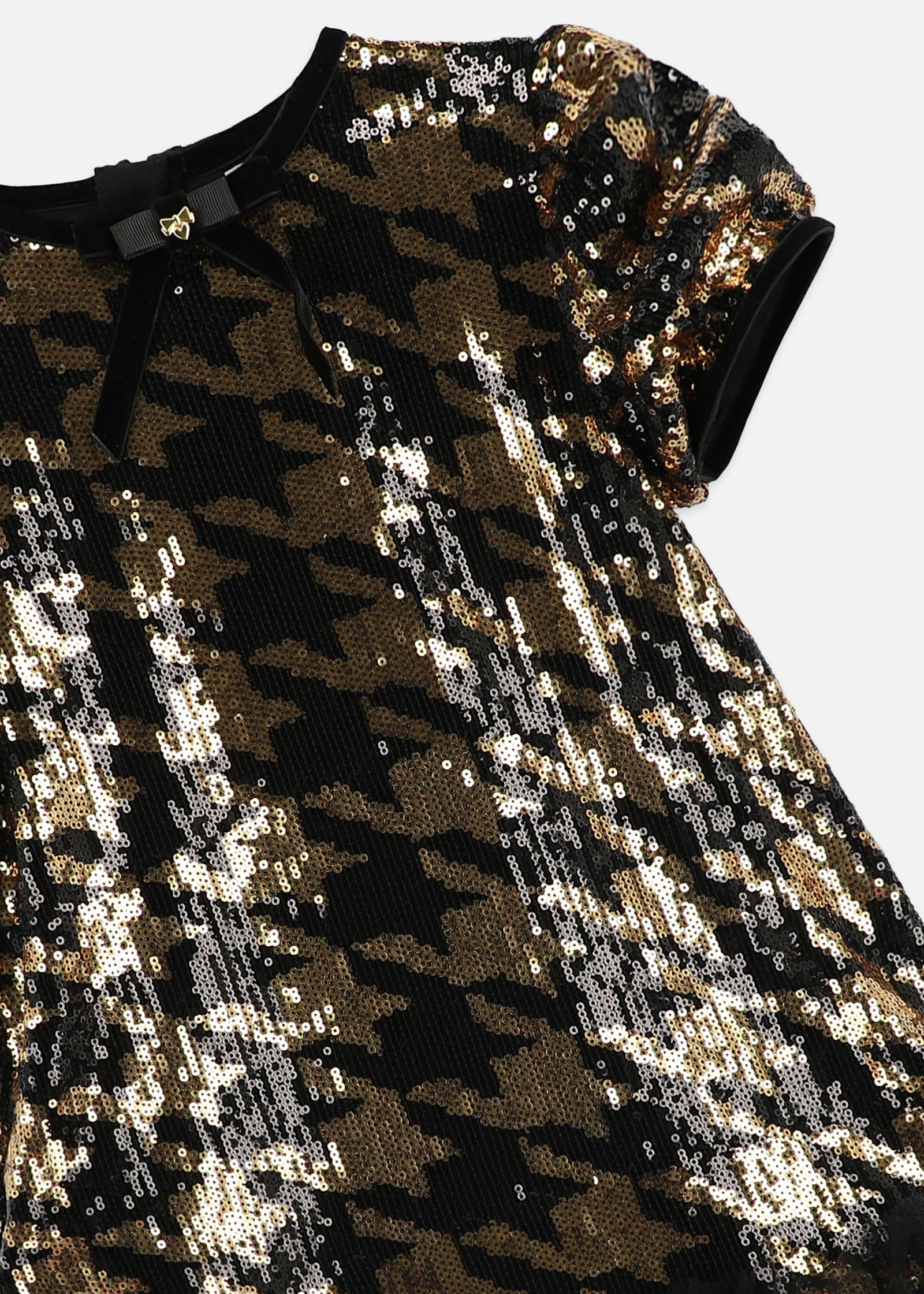 Shalini Houndstooth Sequin Dress Black/Gold