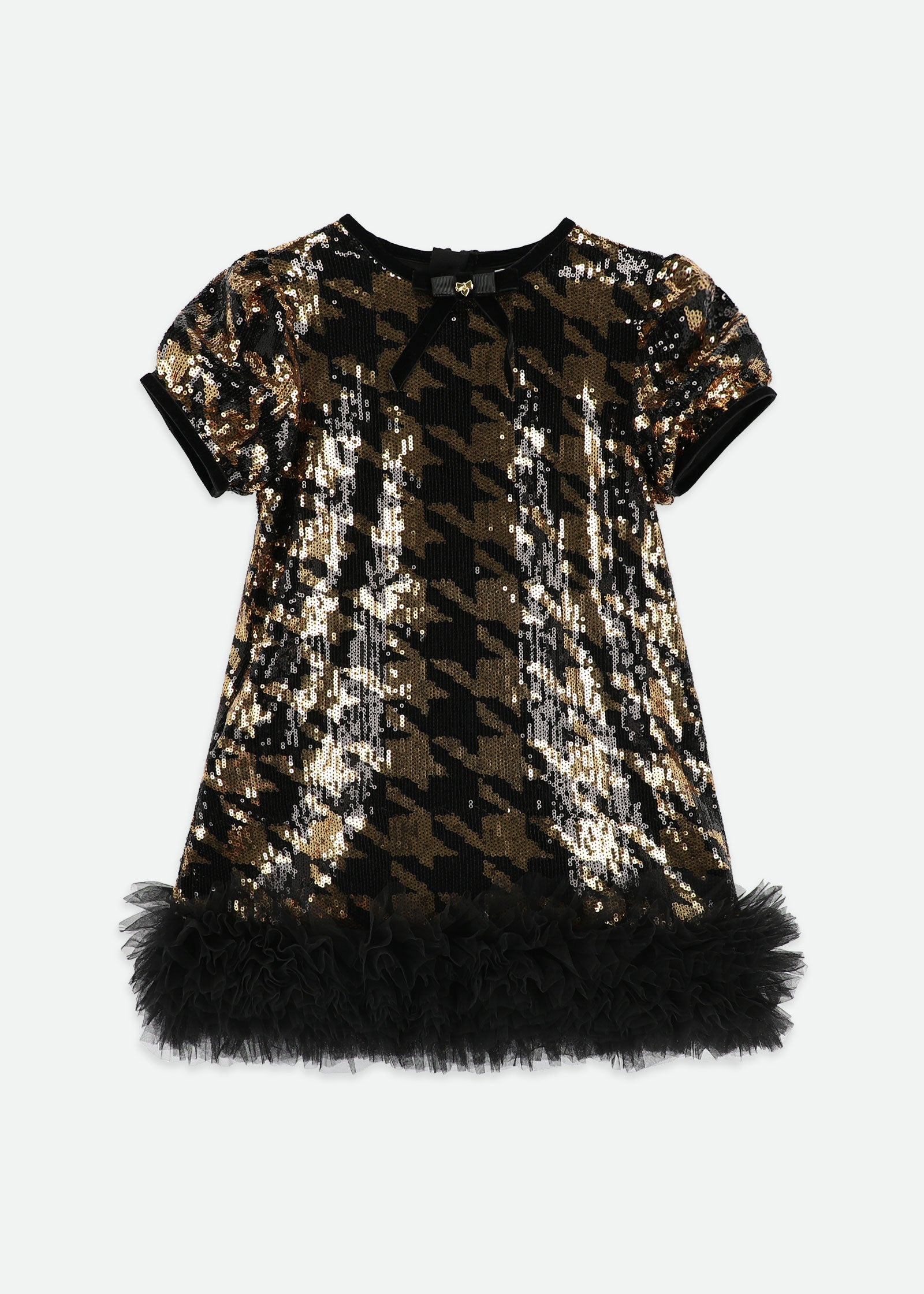 Shalini Houndstooth Sequin Dress Black/Gold