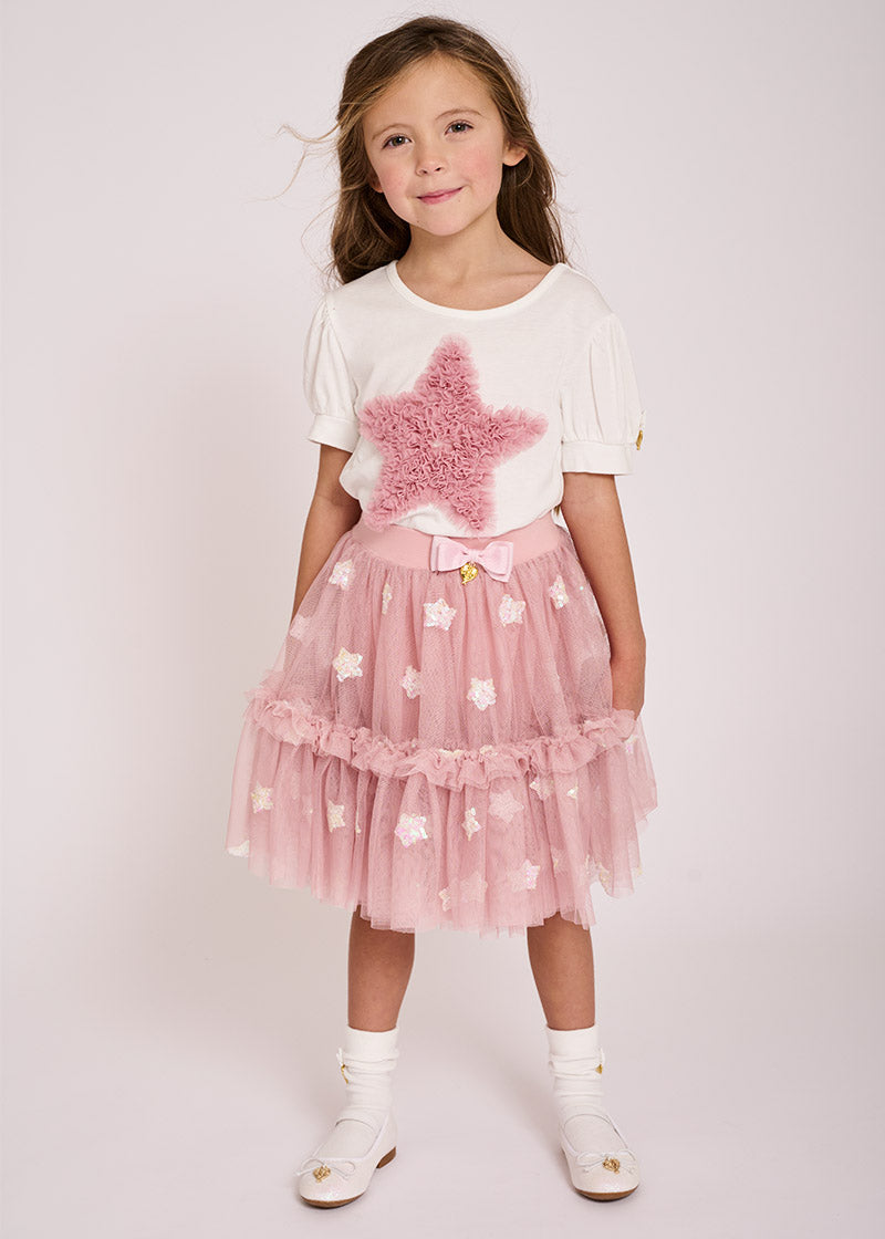 Shannon Sequin Star Skirt Tea Rose