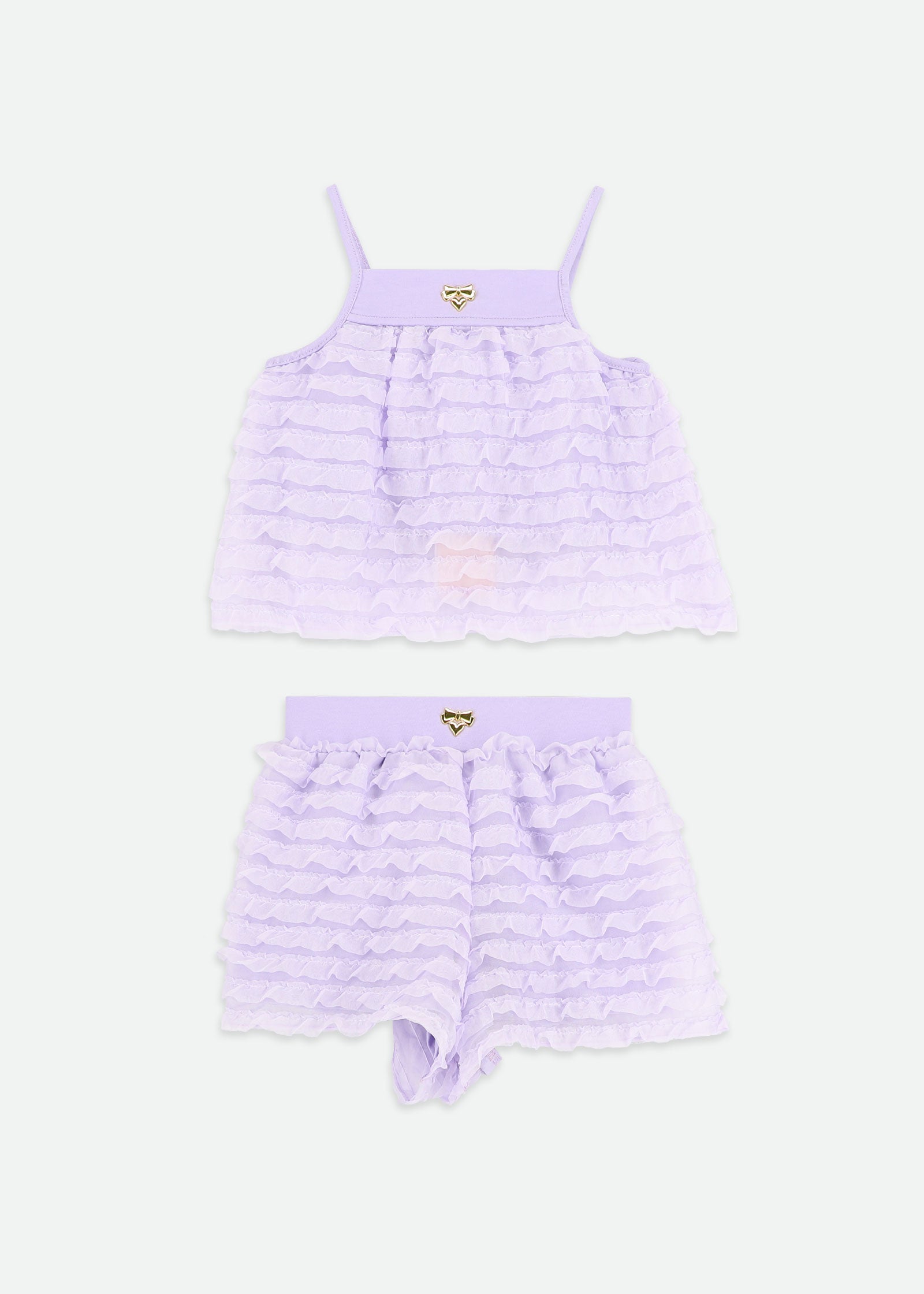 Shauna Frilly Top And Short Set Lavender