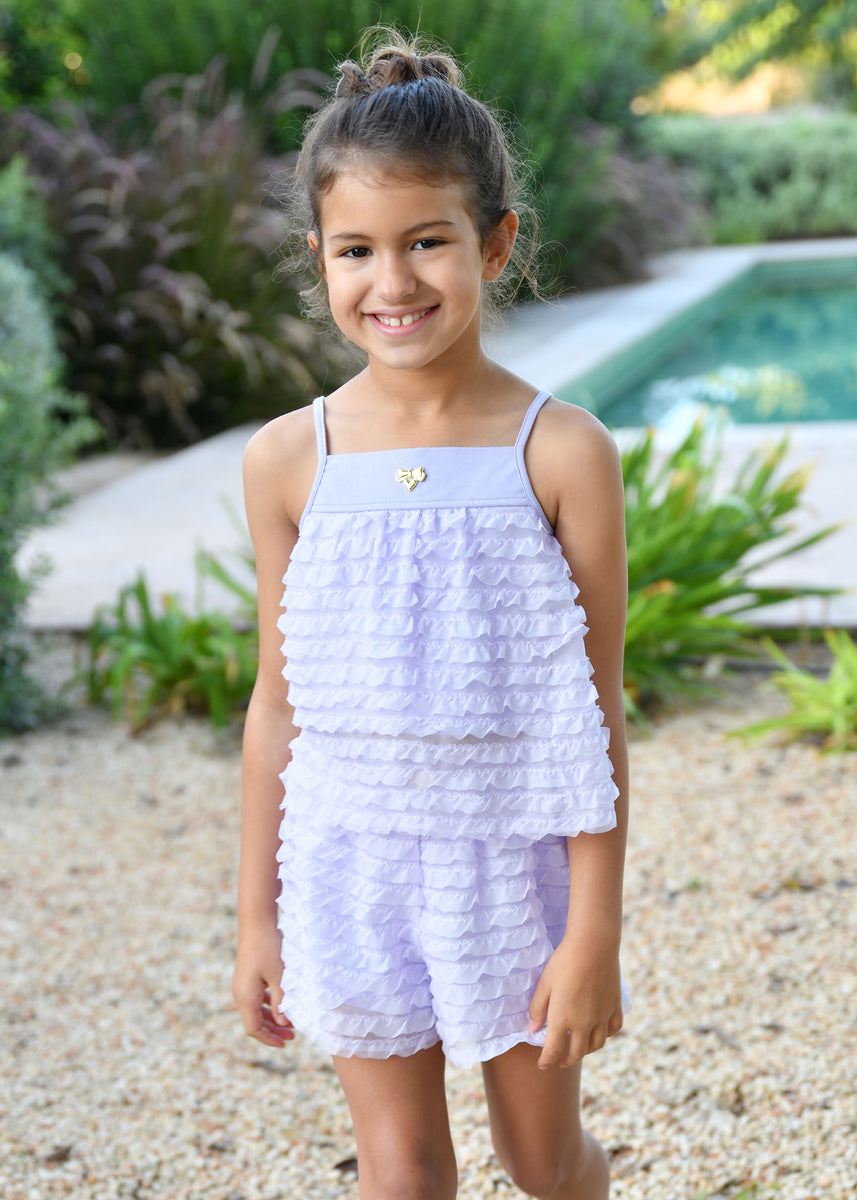Shauna Frilly Top And Short Set Lavender – Angel's Face