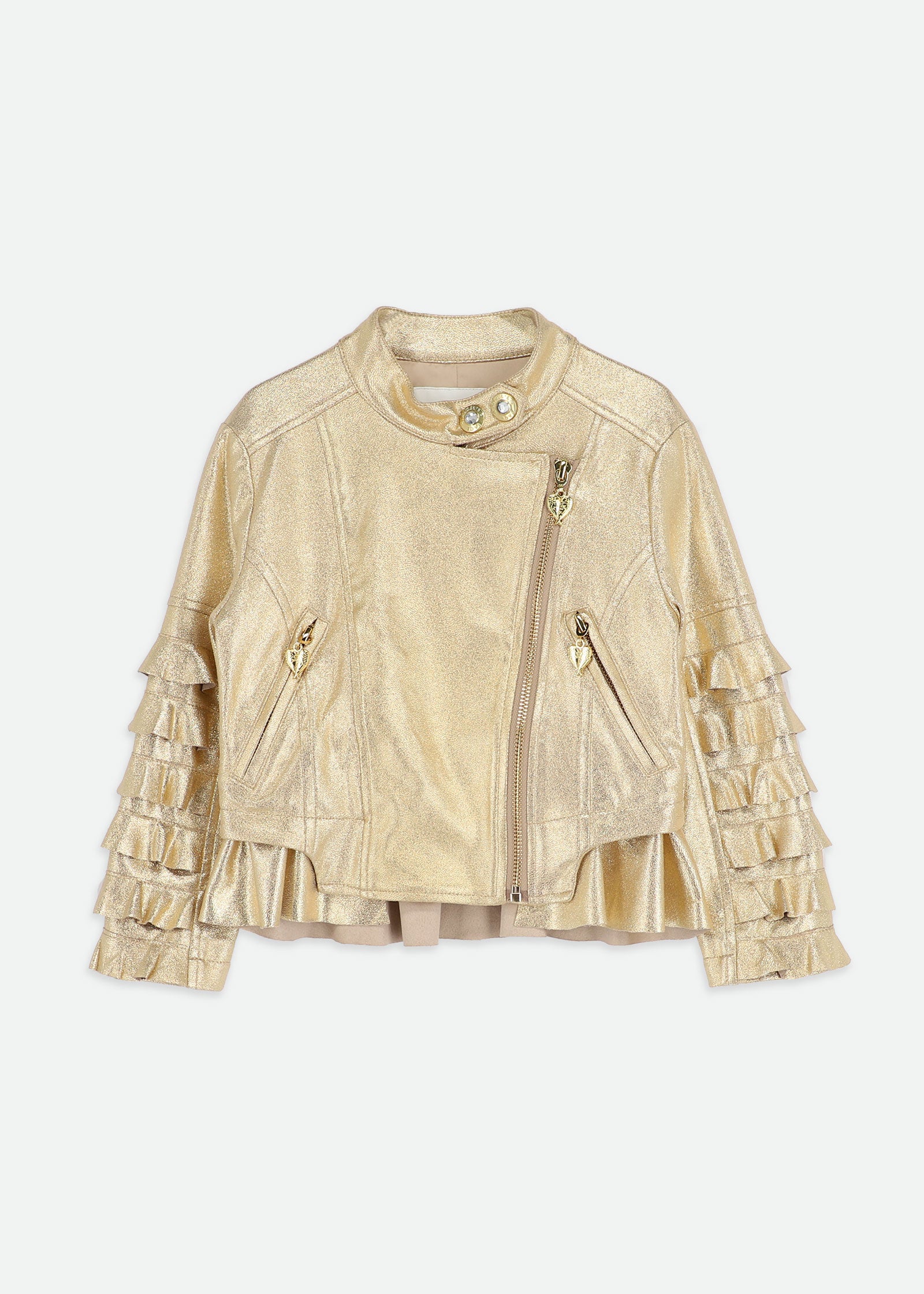 Suzi Metallic Biker Jacket Gold