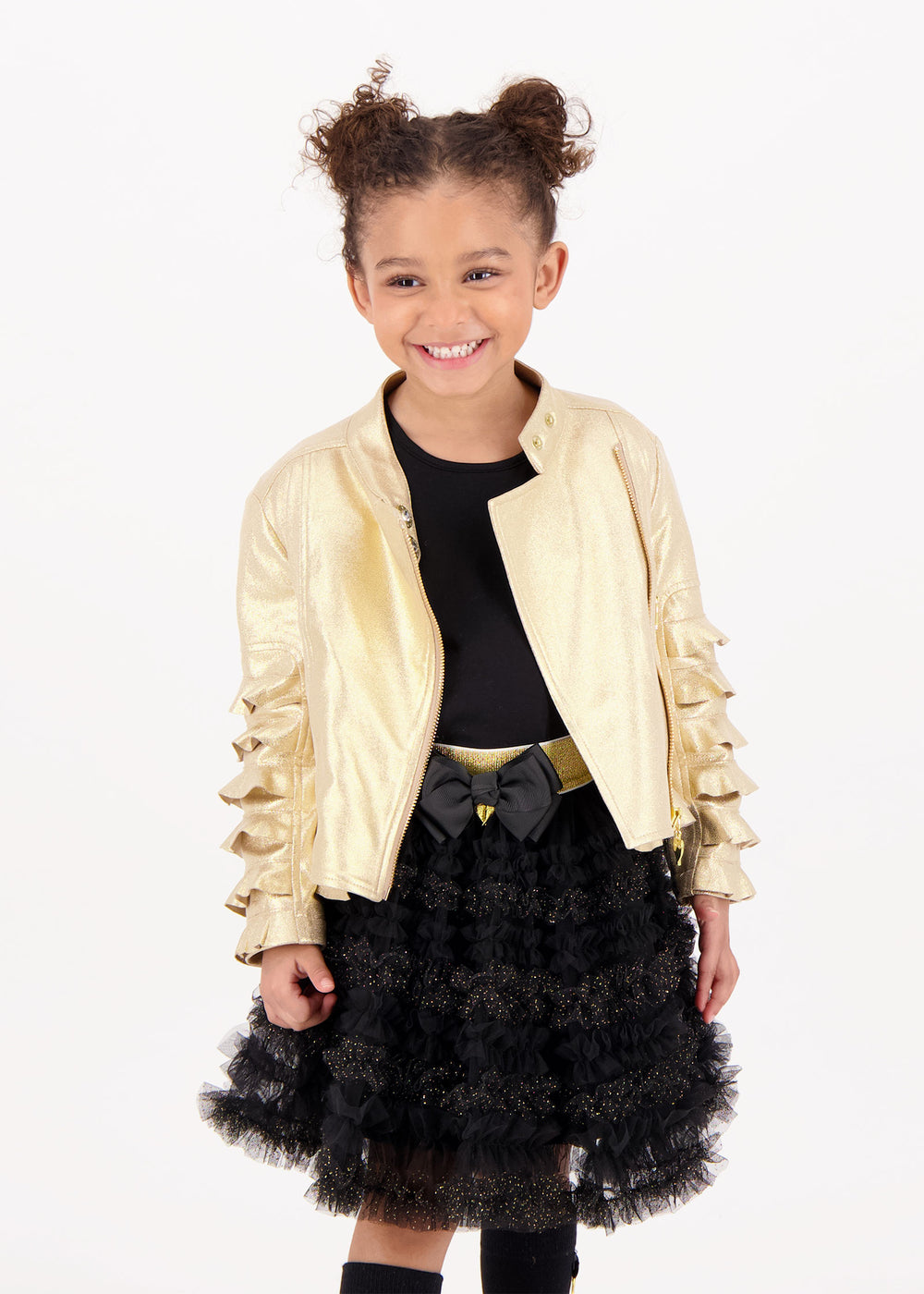 Suzi Metallic Biker Jacket Gold