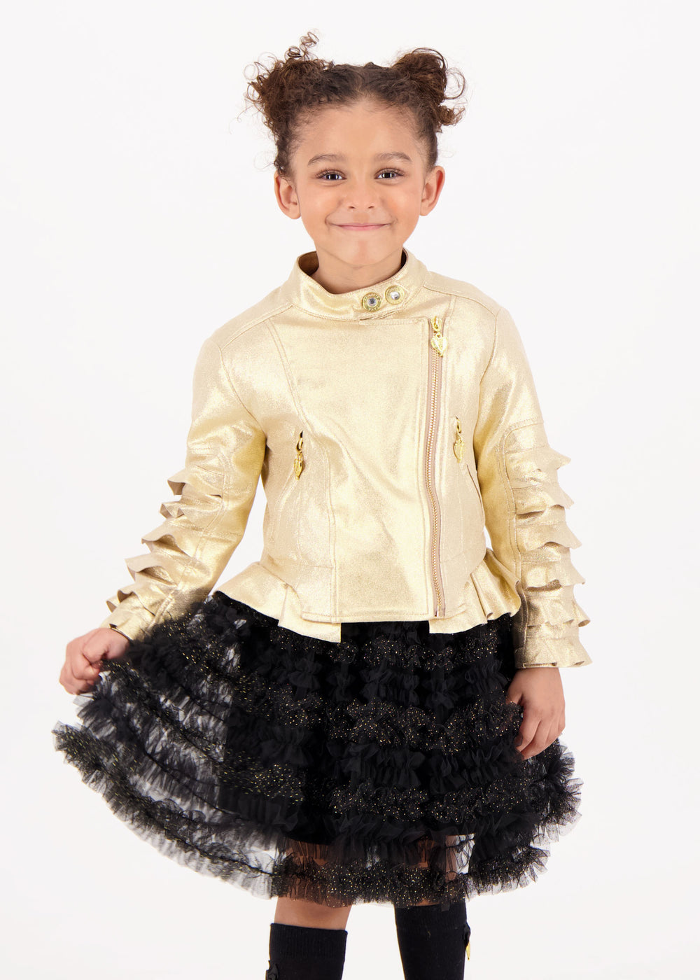 Suzi Metallic Biker Jacket Gold