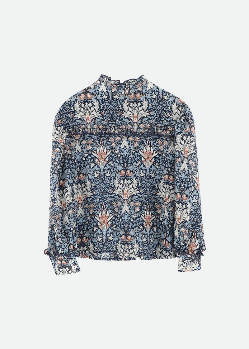 Tabatha Printed Blouse Navy