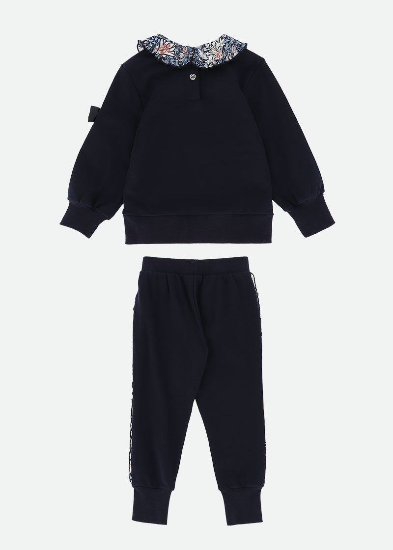 Tabby Printed Frill Tracksuit Navy