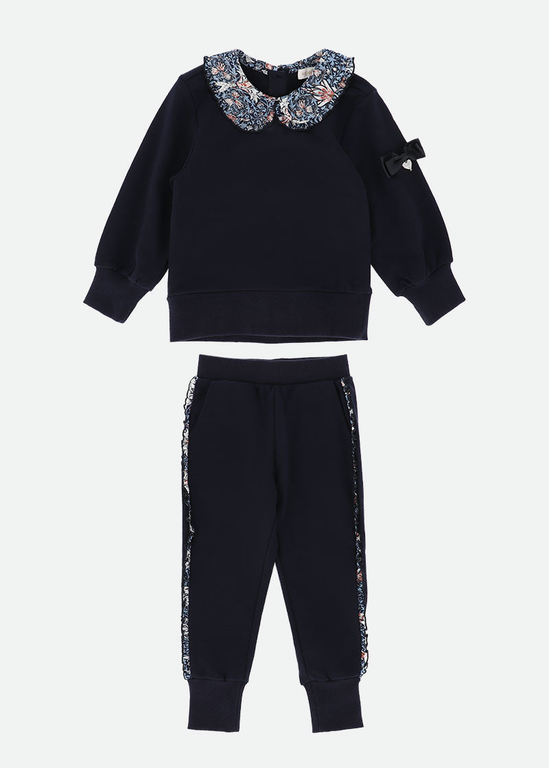 Tabby Printed Frill Tracksuit Navy