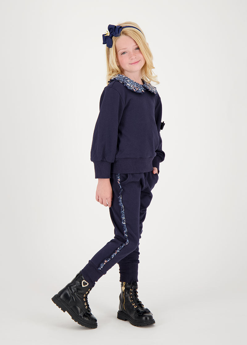 Tabby Printed Frill Tracksuit Navy