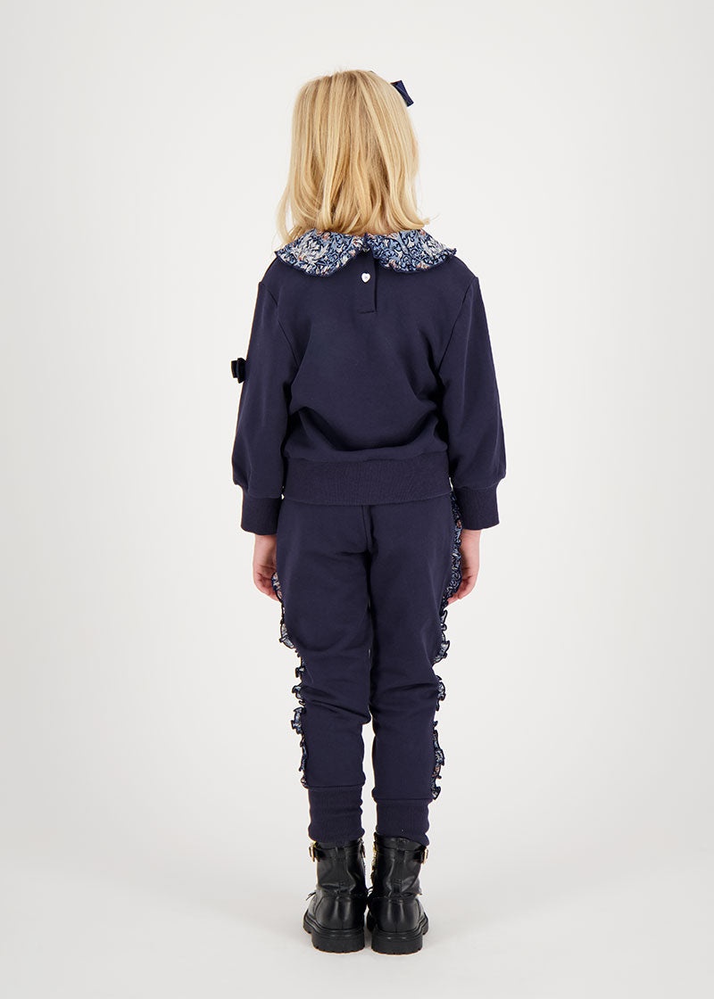 Tabby Printed Frill Tracksuit Navy