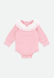 Tara Pleated Collar Babygrow Tea Rose