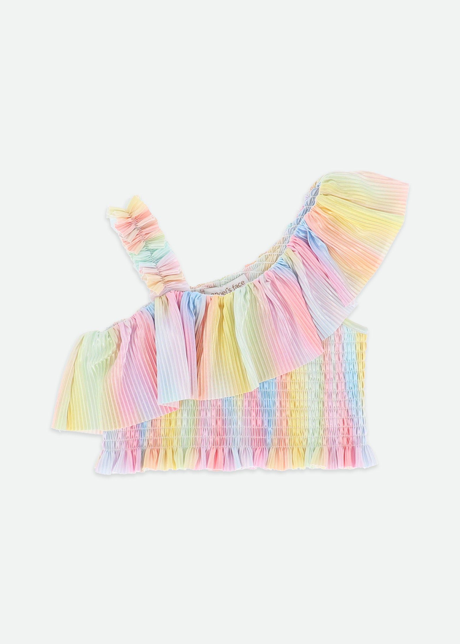 Tatiana One Shoulder Rainbow Pleated Top Multi