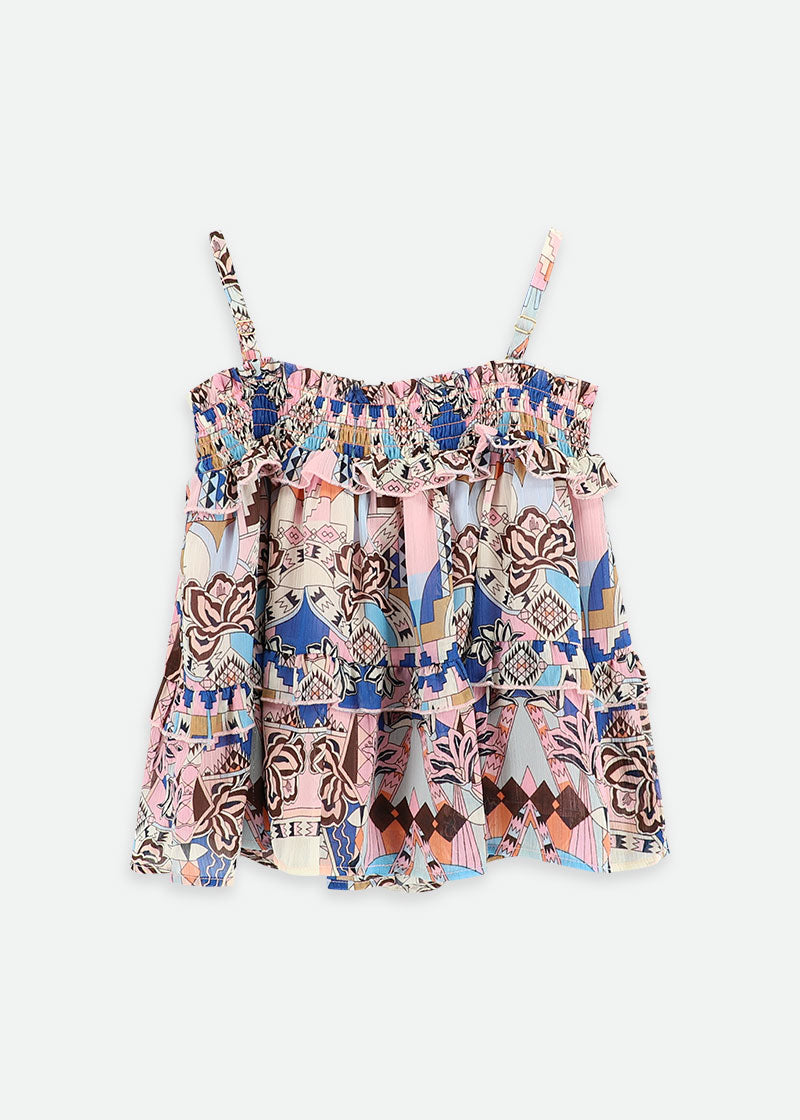 Tatum Printed Top Blue Mix