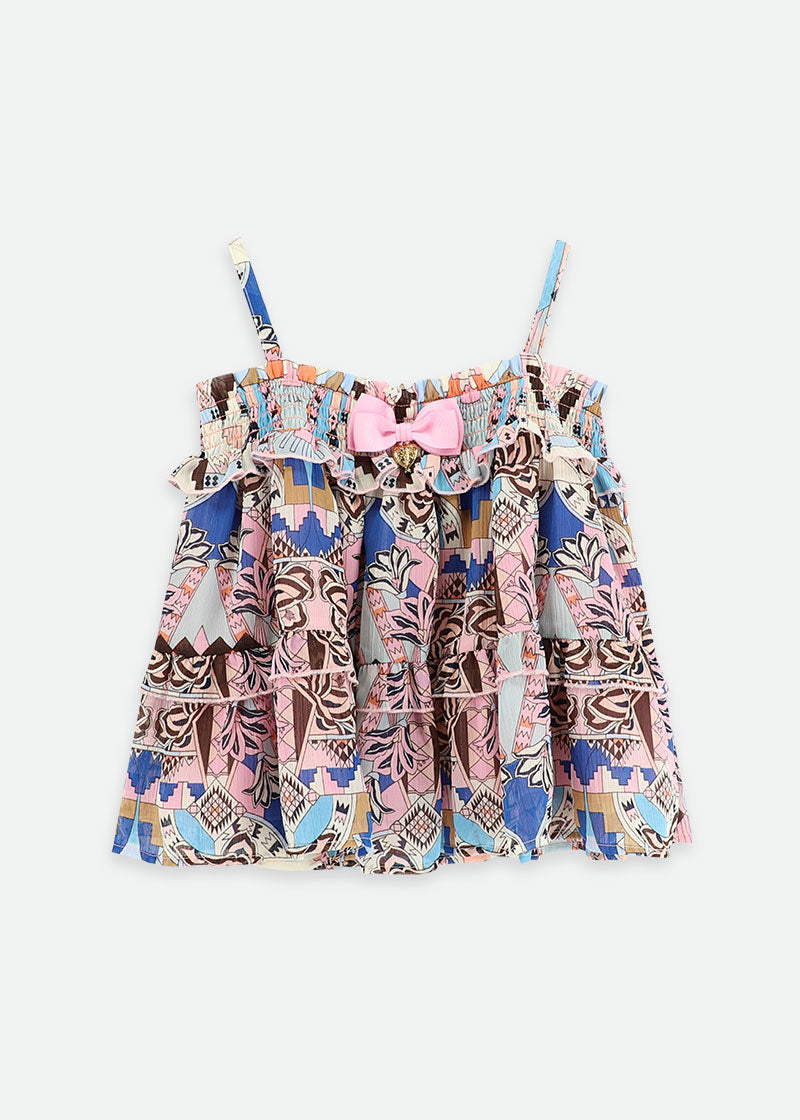 Tatum Printed Top Blue Mix