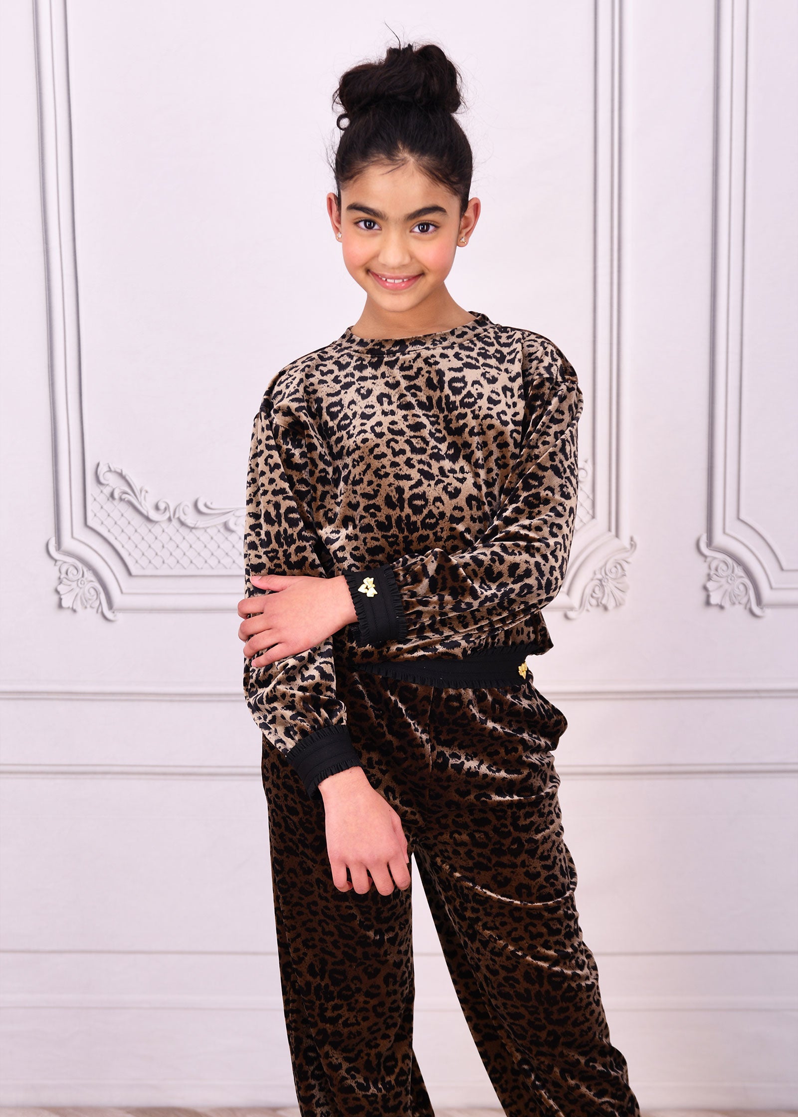 Teskey Leopard Top and Trouser Set Black