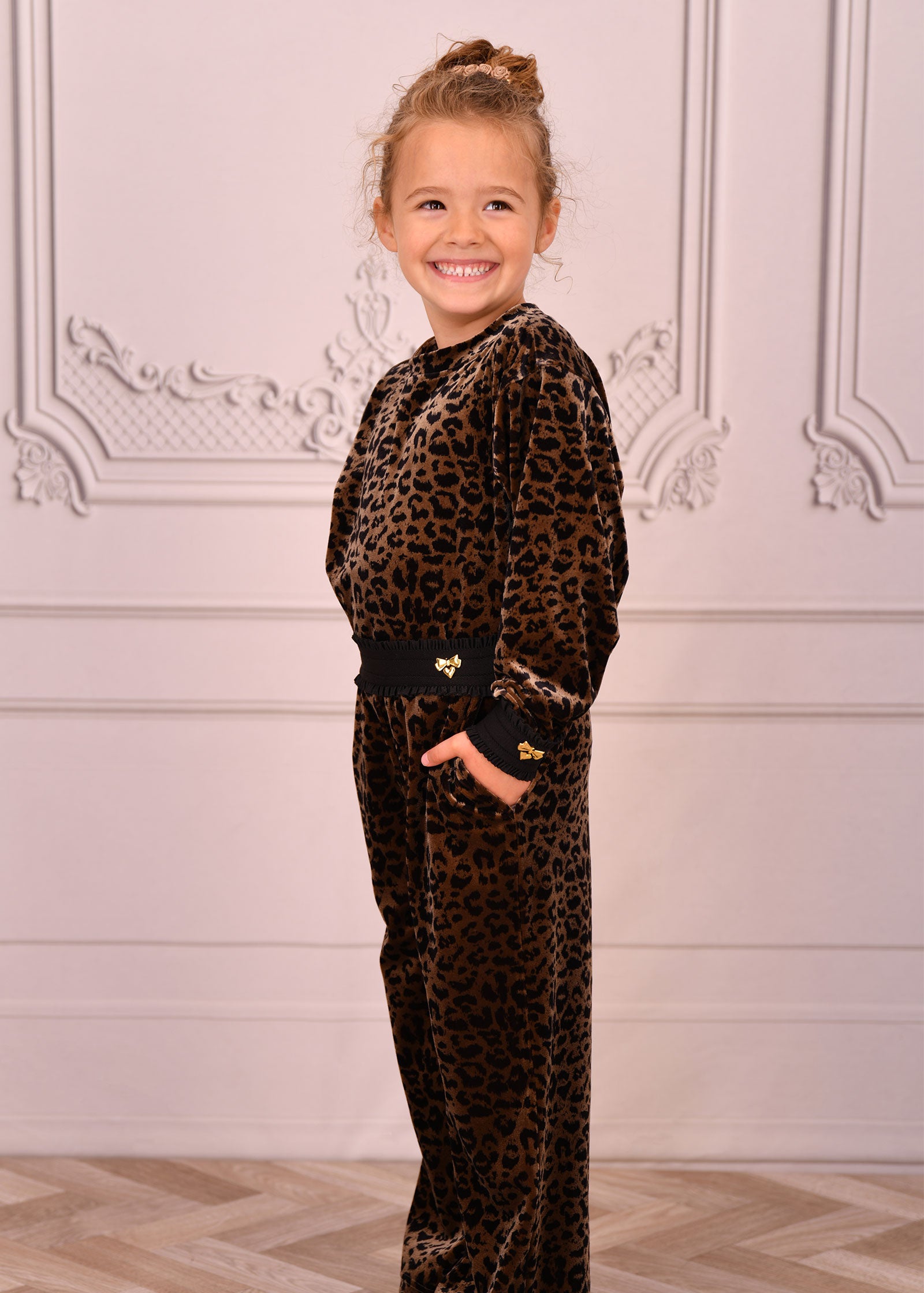 Teskey Leopard Top and Trouser Set Black