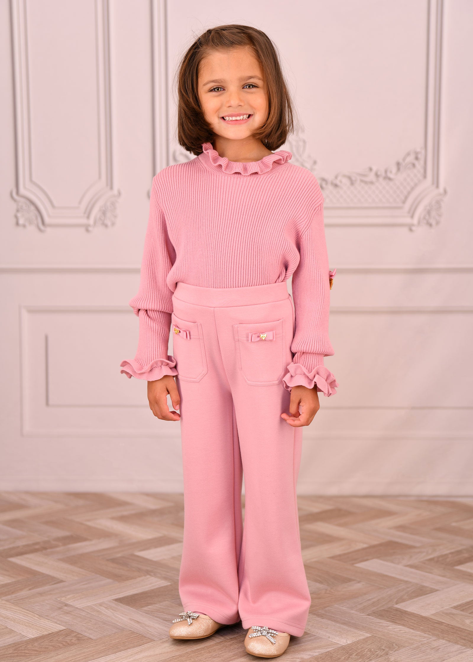 Thaya Frill Pocket Trousers Tea Rose